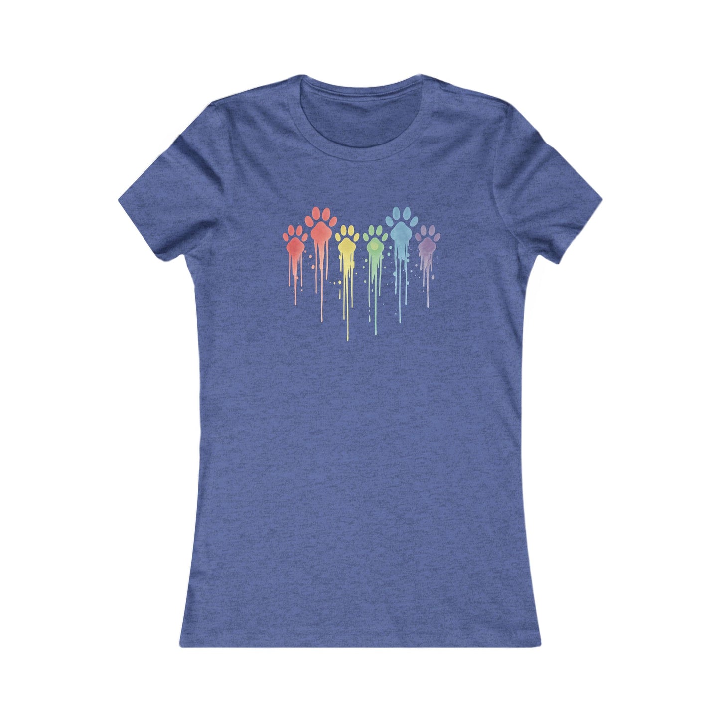 Rainbow Paw Print Shirt for Women | Bella Canvas 6004 Slim Fit Tee | Watercolor Drip Dog Mom Shirt | Rescue Pet Pride Top | $1 to Animal Rescue, Adult Women's T-Shirt