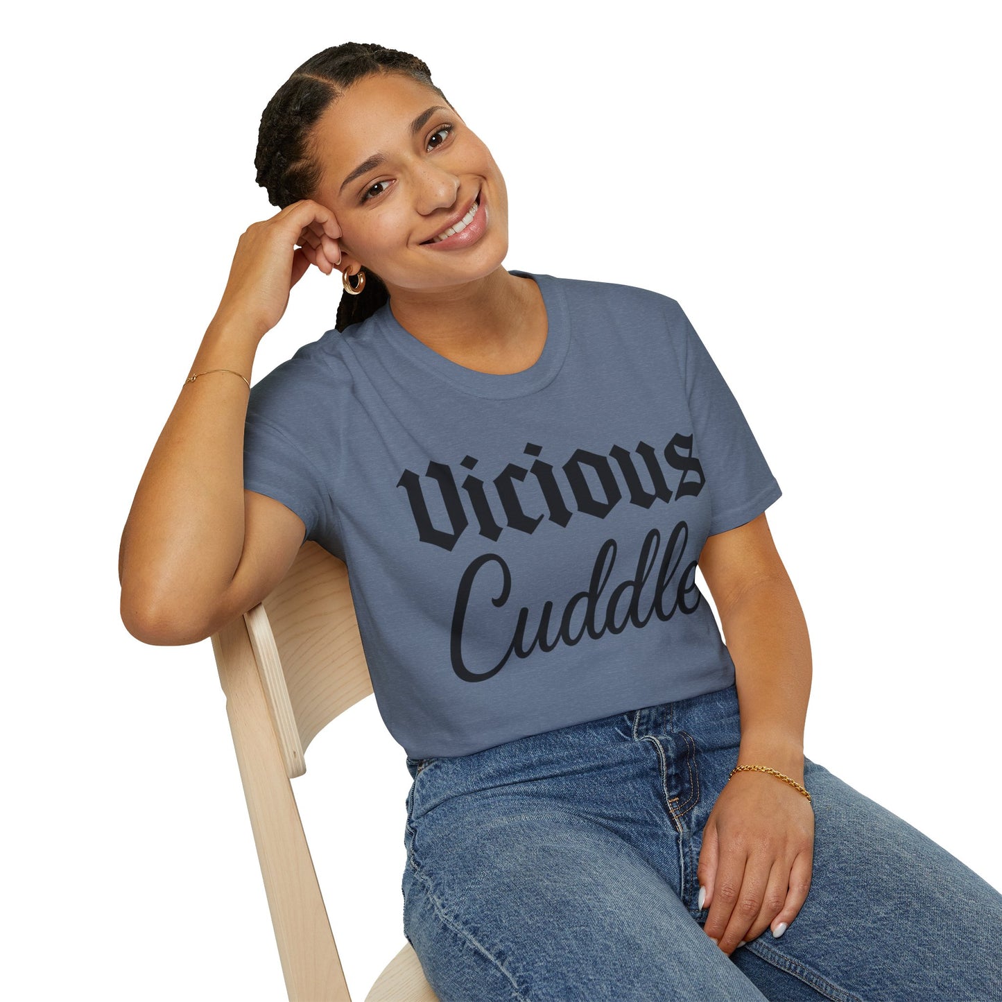 Vicious Cuddler T-Shirt – Gothic Blackletter x Script Font | Funny Pit Bull Rescue Tee for Dog Lovers, Adult Unisex T-Shirt