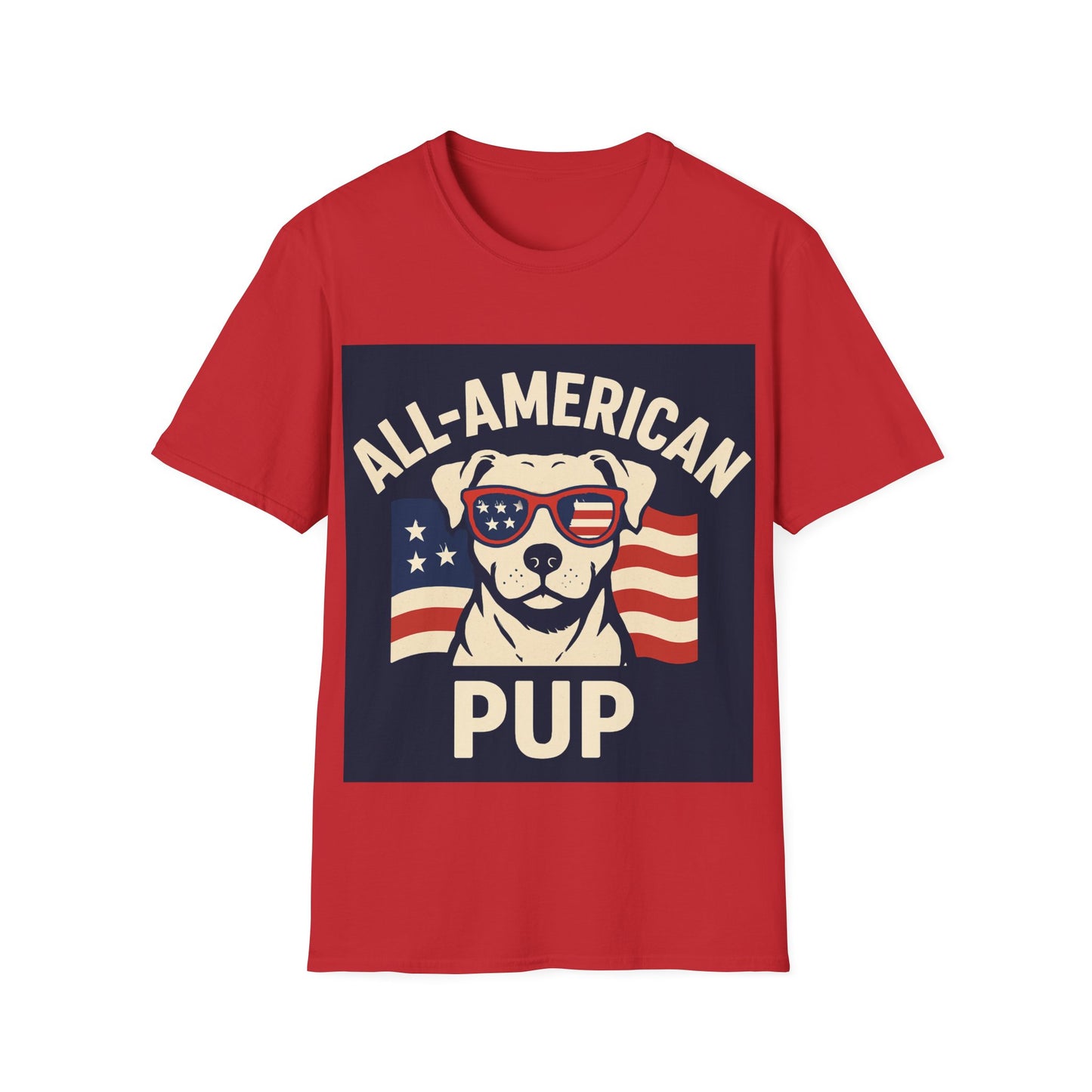 All-American Pup Shirt – Patriotic Dog T-Shirt, 4th of July Pet Lover Tee, Red White and Woof, Unisex Fit, Adult Unisex T-Shirt