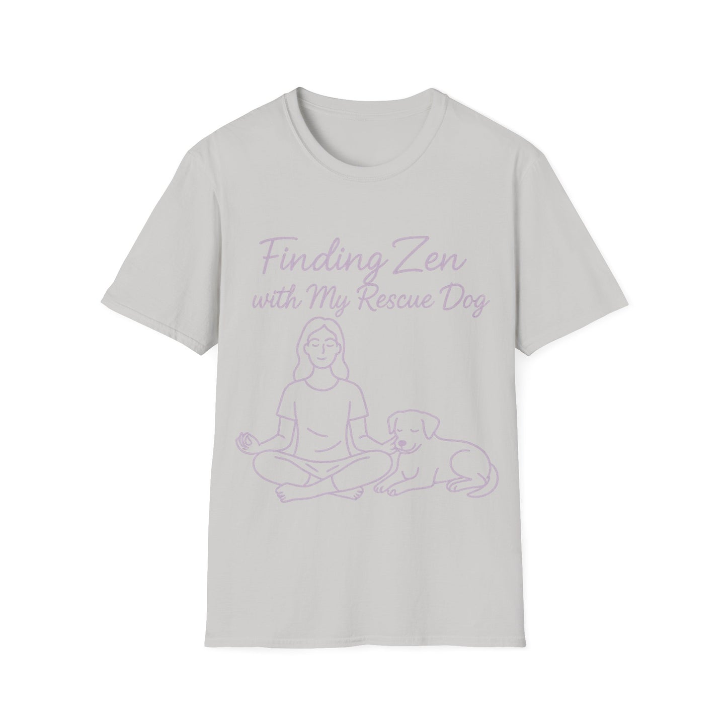 Finding Zen with My Rescue Dog – Calming Lavender Dog Mom Shirt | Rescue Dog Mental Health Tee | Pet Parent Gift, Adult Unisex T-Shirt