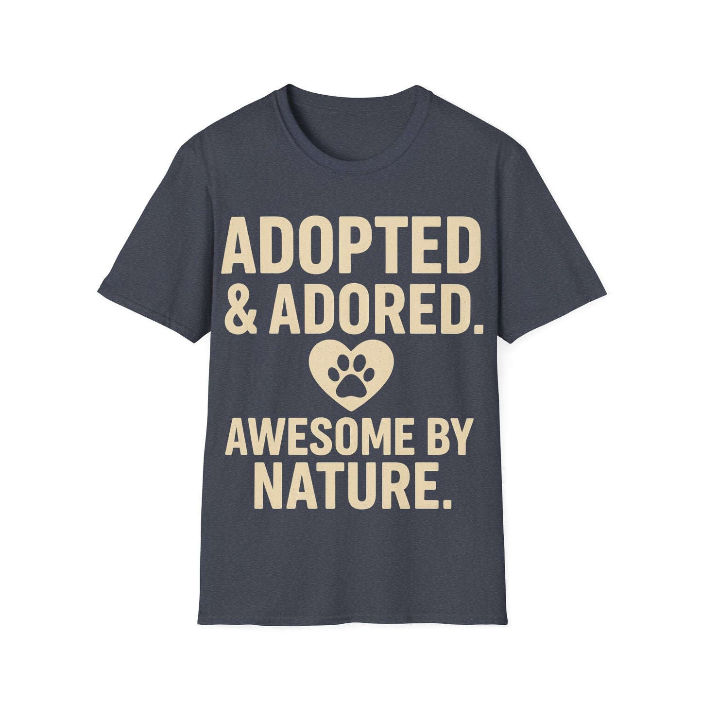 Adopted and Adored Awesome By Nature T-Shirt | Rescue Dog Shirt | Pet Adoption Gift | Dog Lover Vintage Style Tee | Olive Green Unisex, Adult Unisex T-Shirt