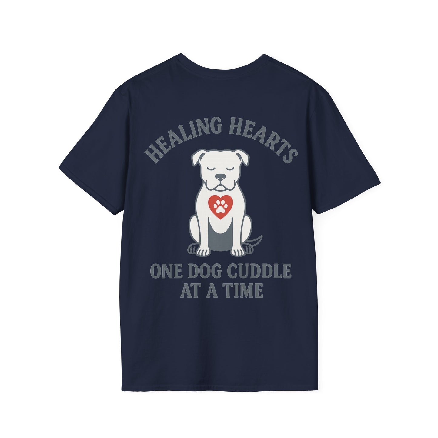 Healing Hearts Dog Shirt – Pitbull Rescue Tee – Pack Member Design, Adult Unisex T-Shirt