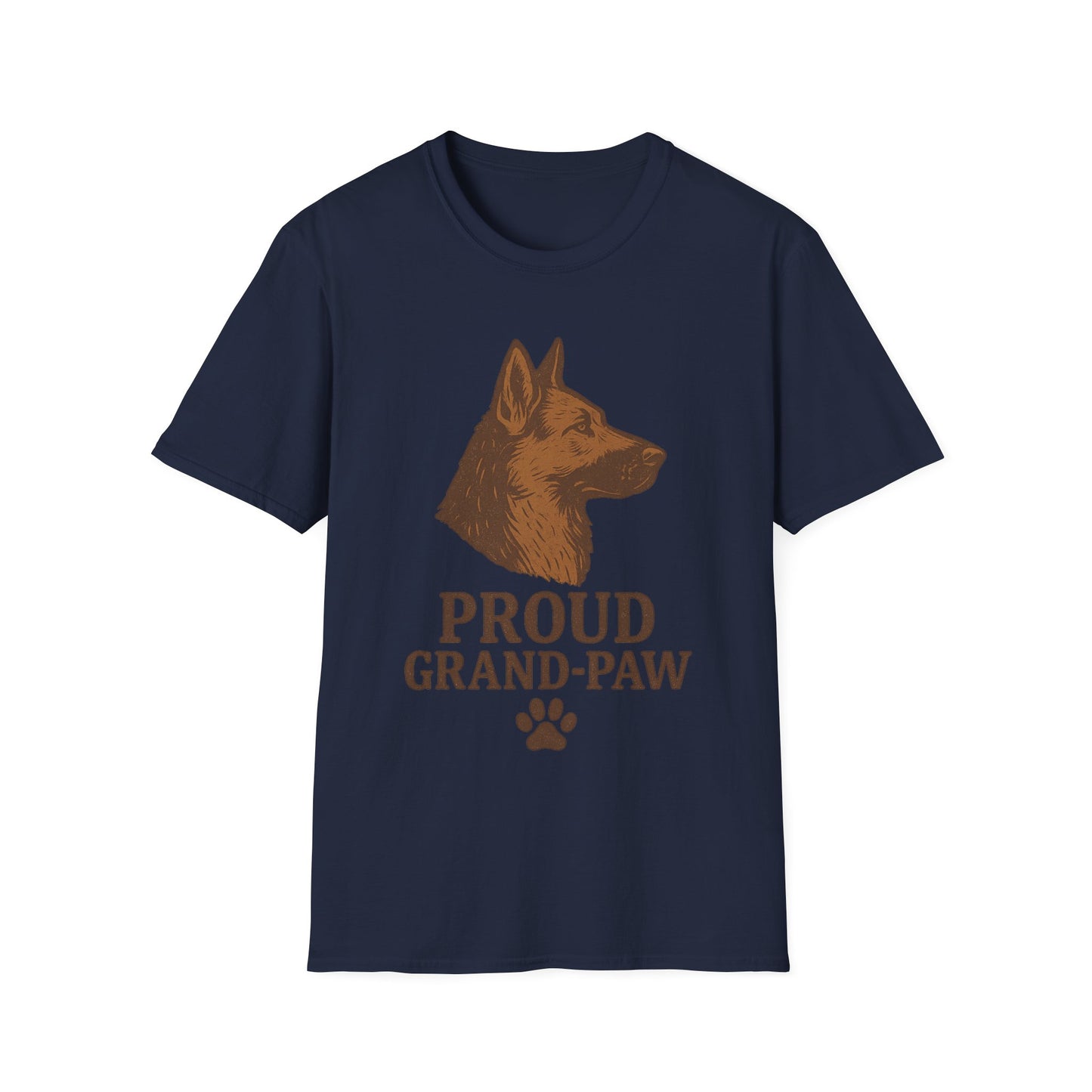 Proud Grand-Paw German Shepherd Vintage T-Shirt – Rustic Dog Grandpa Tee for German Shepherd Lovers, Adult Unisex T-Shirt