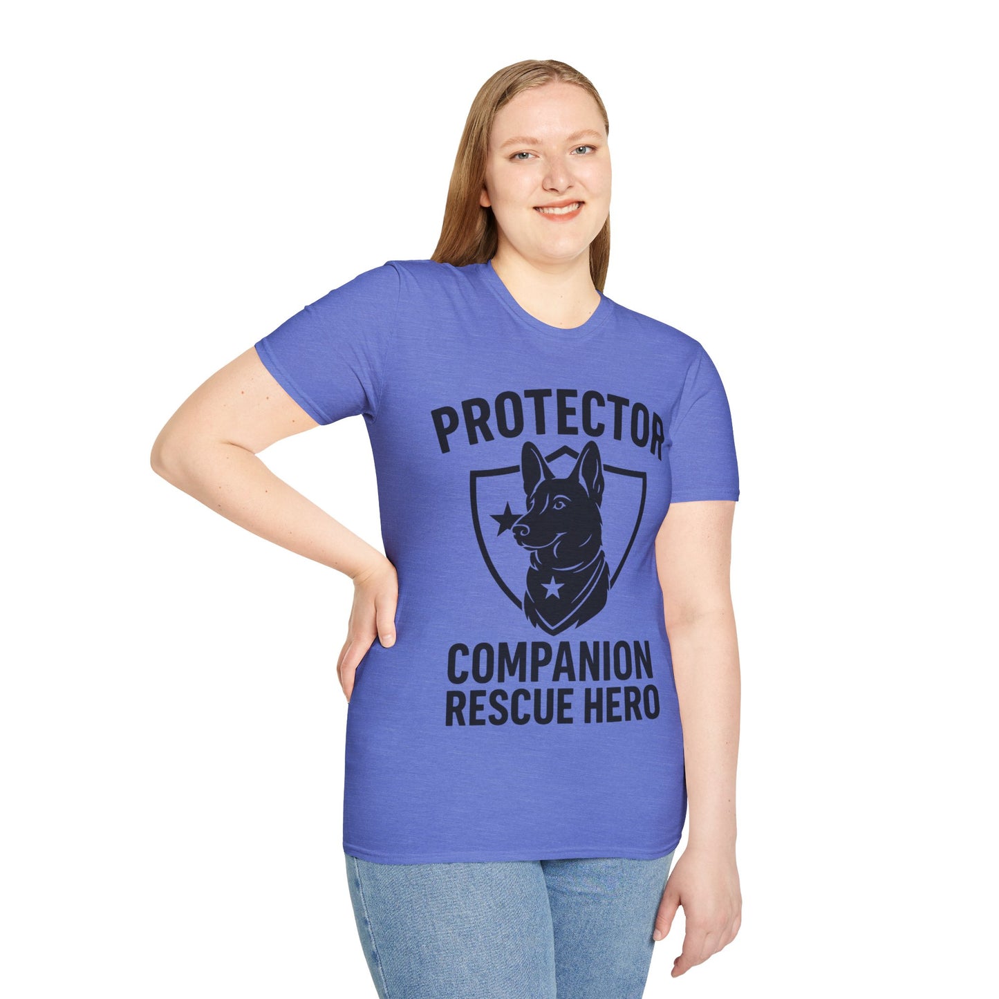 Protector Companion Rescue Hero Shirt – Patriotic Dog Lover T-Shirt – Dog Rescue USA Flag Inspired Tee – Military Style Dog Parent Gift – Adopted and Adored Apparel, Adult Unisex T-Shirt