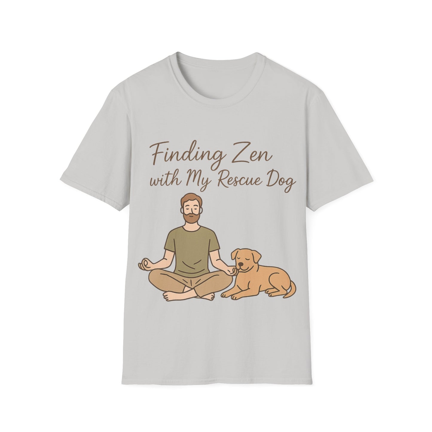Finding Zen with My Rescue Dog – Rescue Dog Mental Health Shirt for Men | Earth Tone Calm Tee | Pet Lover Gift, Adult Unisex T-Shirt