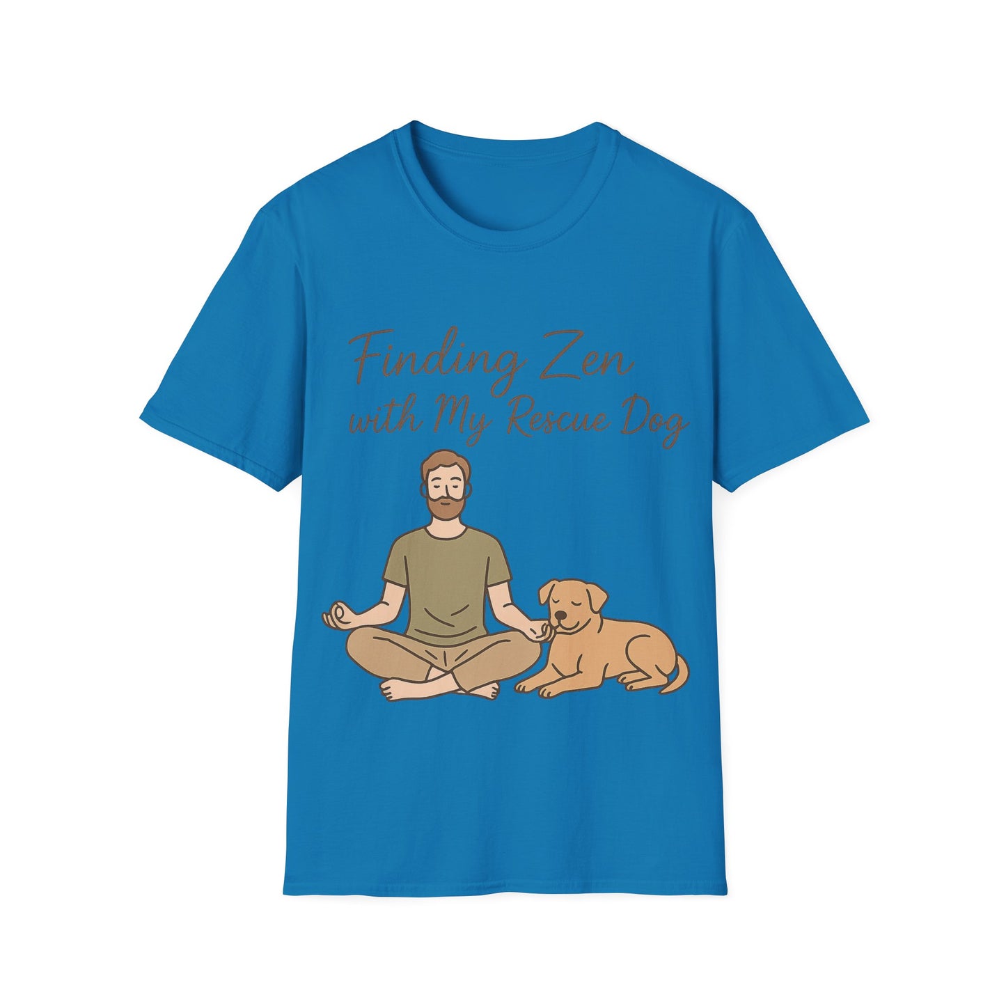 Finding Zen with My Rescue Dog – Rescue Dog Mental Health Shirt for Men | Earth Tone Calm Tee | Pet Lover Gift, Adult Unisex T-Shirt
