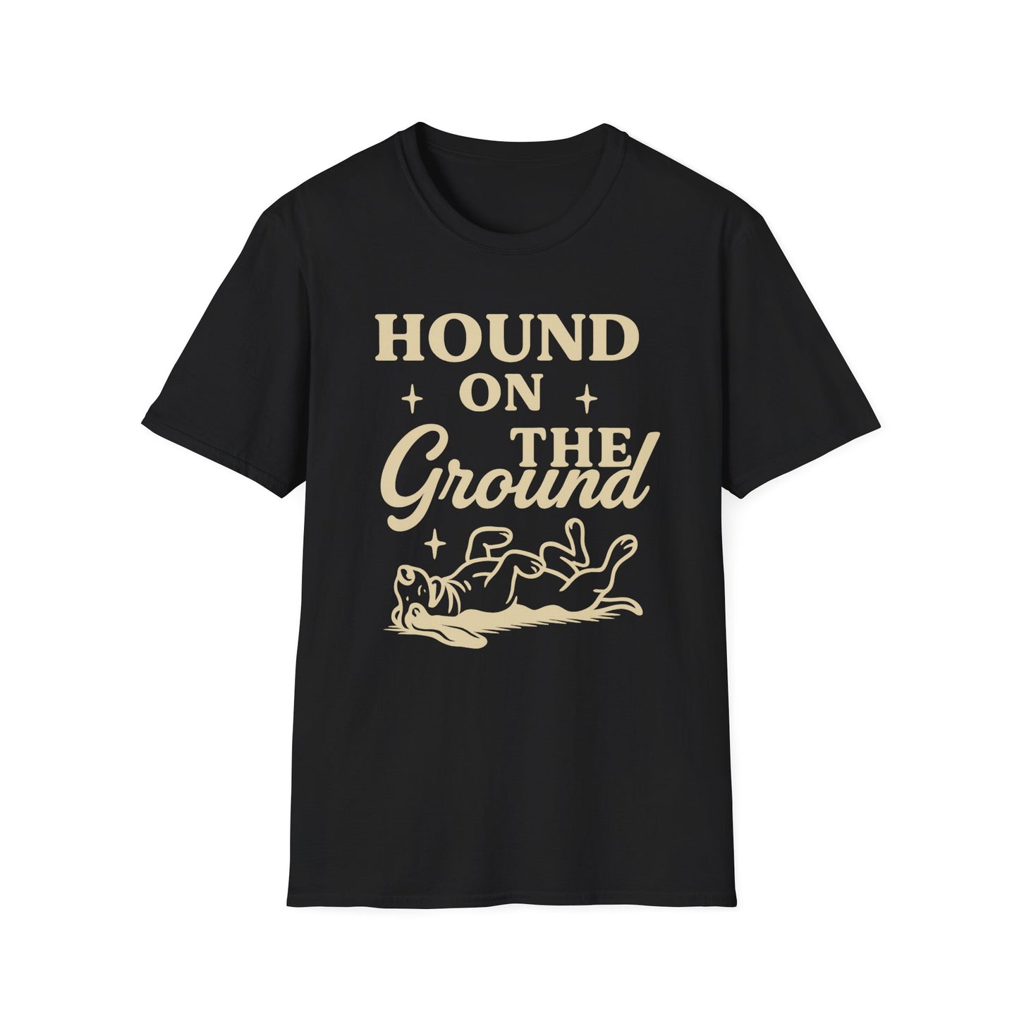 Funny Basset Hound Dog Shirt – Hound on the Ground Tee – Vintage Rescue Dog Graphic – Unisex Gildan 64000 T-Shirt for Pet Lovers, Adult Unisex T-Shirt