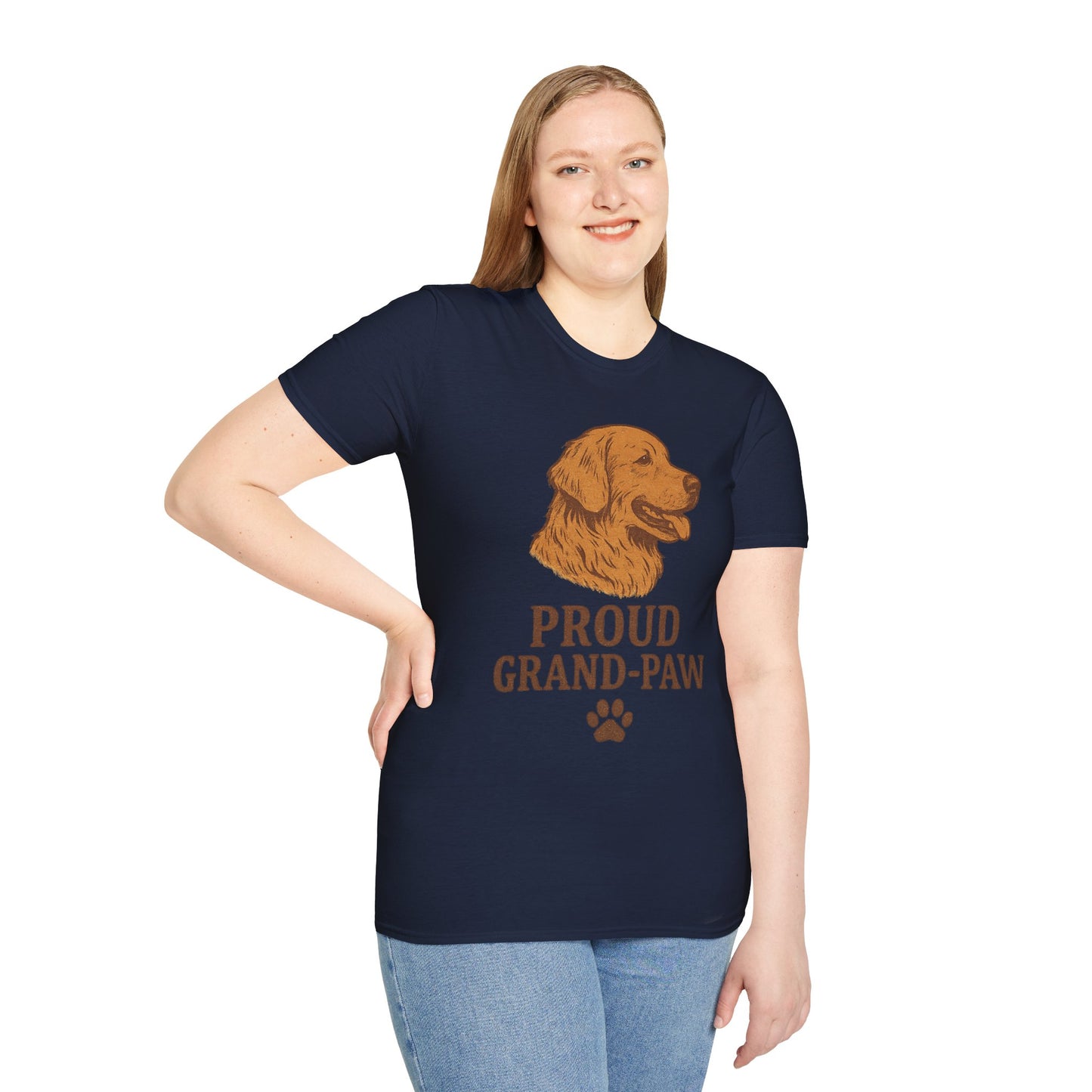 Proud Grand-Paw Golden Retriever Vintage T-Shirt – Rustic Dog Grandpa Tee for Golden Lovers, Adult Unisex T-Shirt