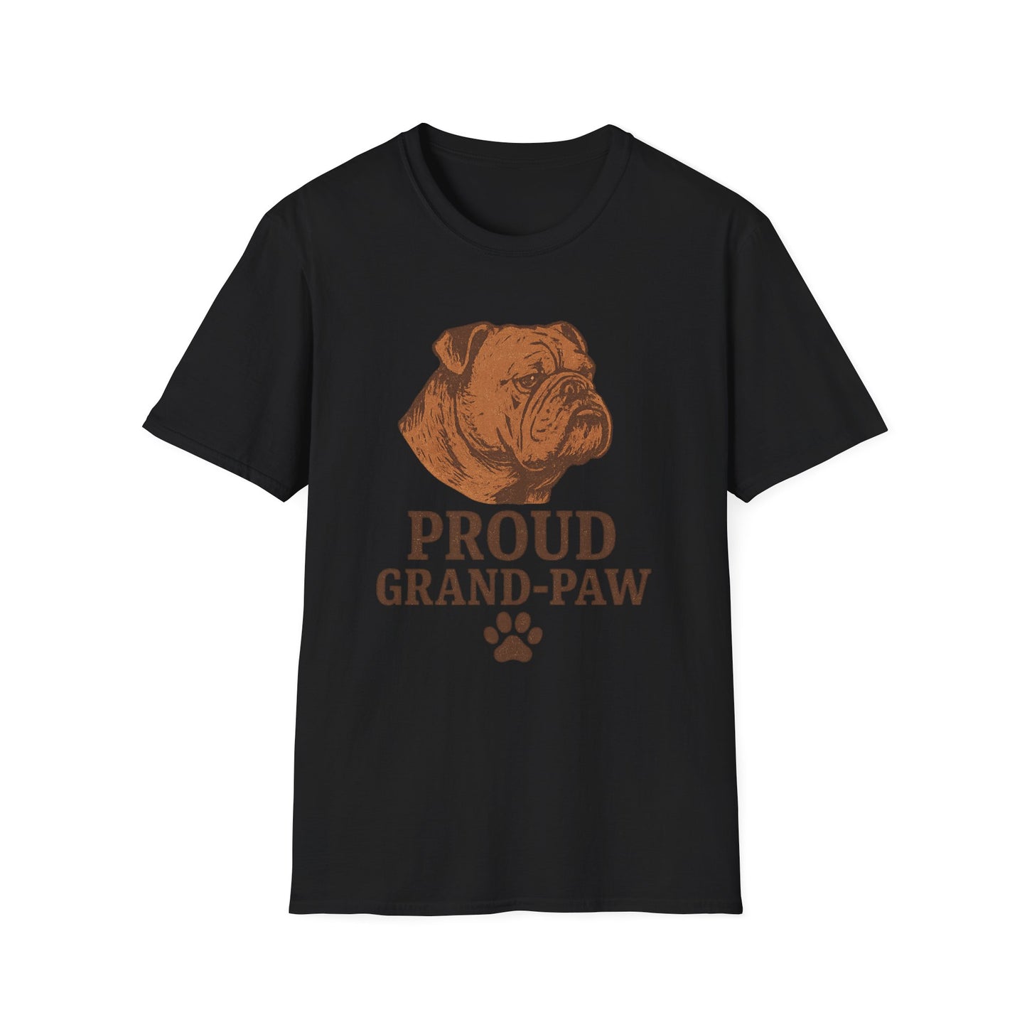 Proud Grand-Paw English Bulldog Vintage T-Shirt – Rustic Dog Grandpa Tee for Bulldog Lovers, Adult Unisex T-Shirt