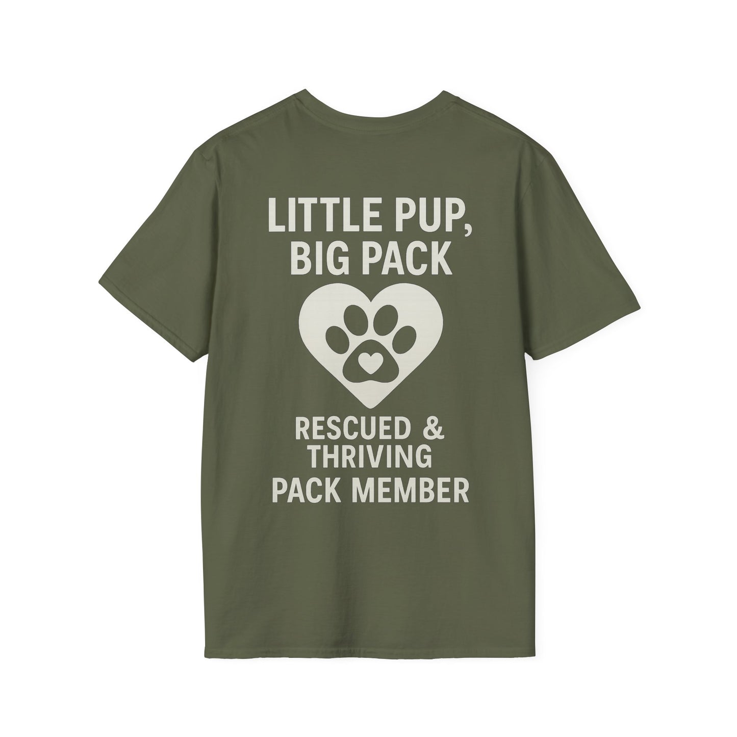 Little Pup Big Pack T-Shirt – Rescued and Thriving Dog Tee – Matching Family Rescue Apparel – Pack Member Logo – Dog Lover Gift – Pitbull Rescue Shirt – Parent and Kid Set Option, Adult Unisex T-Shirt