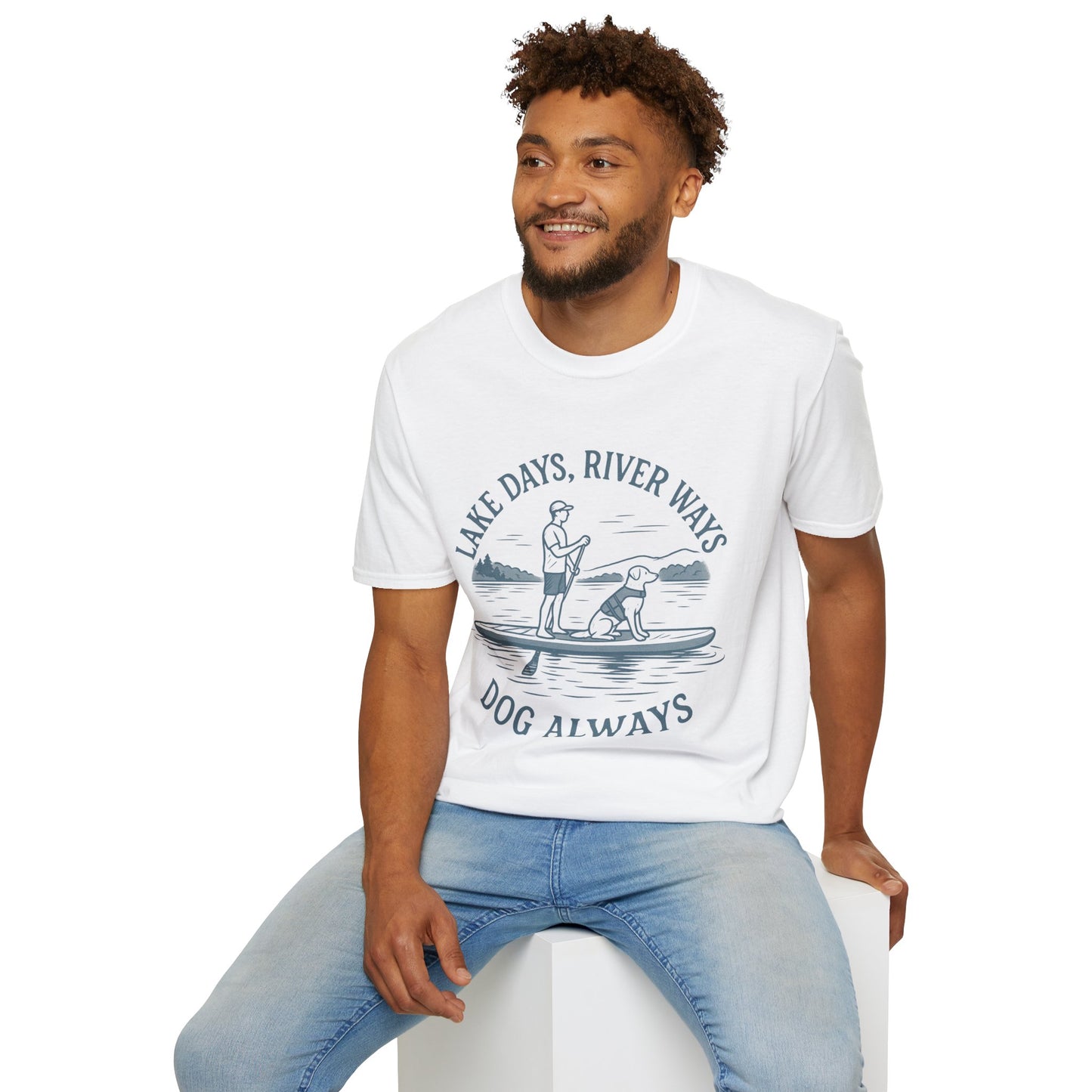Lake Days River Ways Dog Always T-Shirt – Paddleboarding Rescue Dog Tee for Lake & River Lovers, Adult Unisex T-Shirt