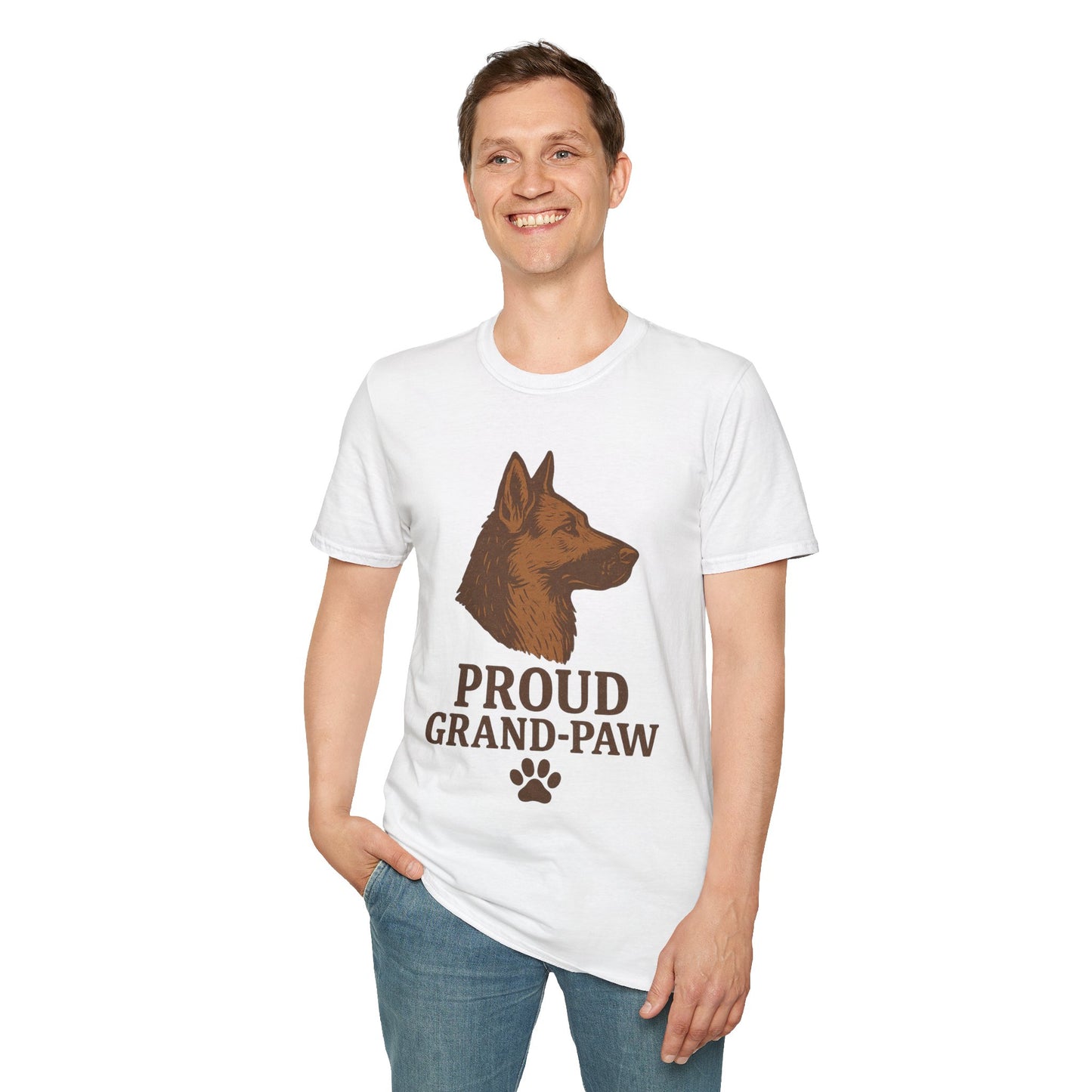 Proud Grand-Paw German Shepherd Vintage T-Shirt – Rustic Dog Grandpa Tee for German Shepherd Lovers, Adult Unisex T-Shirt