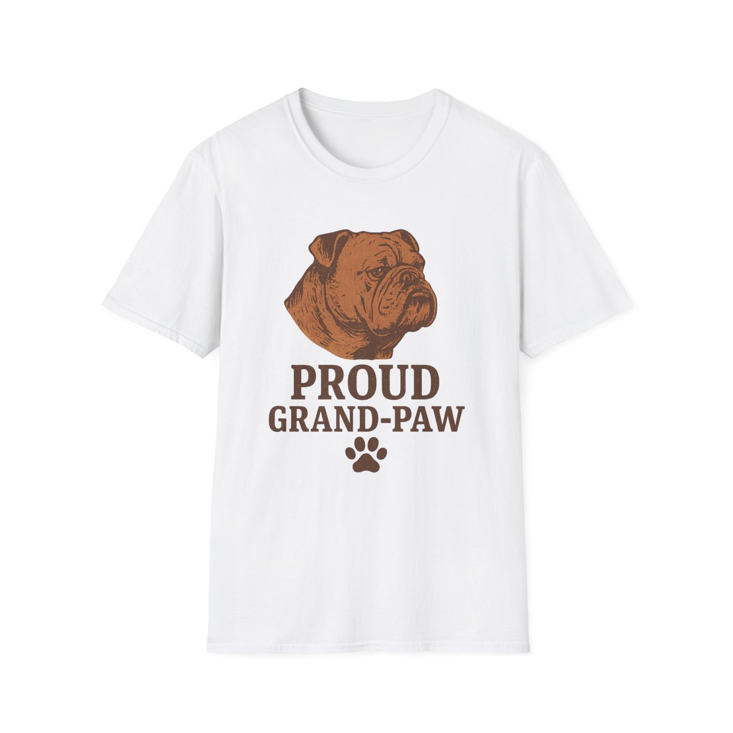 Proud Grand-Paw English Bulldog Vintage T-Shirt – Rustic Dog Grandpa Tee for Bulldog Lovers, Adult Unisex T-Shirt