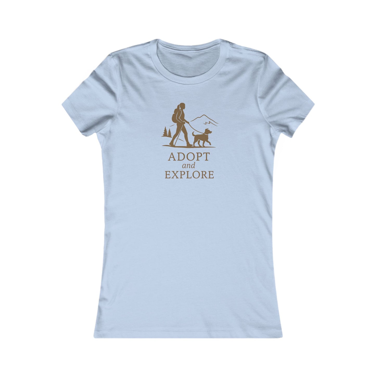 Adopt and Explore T-Shirt – Dog Hiking Graphic for Women | Bella Canvas 6004 Slim Fit | Rescue Dog Mountain Adventure Tee Gift Idea, Adult Women's T-Shirt