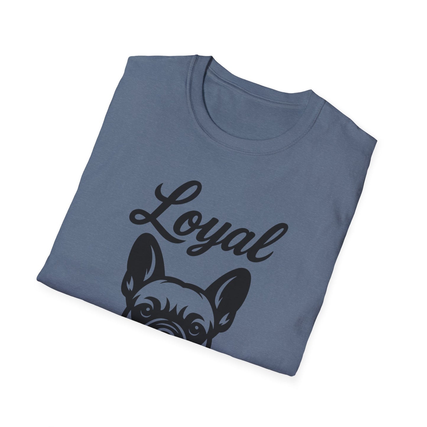 Loyal French Bulldog T-Shirt – Bold Black Line Art Dog Design for Frenchie Lovers, Rescue Support Tee, Adult Unisex T-Shirt