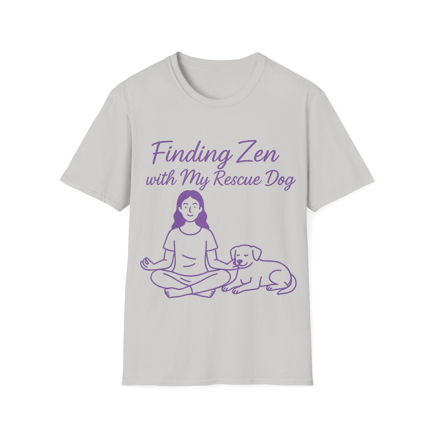 Finding Zen with My Rescue Dog – Purple Glow Dog Mom Shirt | Mindful Rescue Tee for Calm & Comfort, Adult Unisex T-Shirt