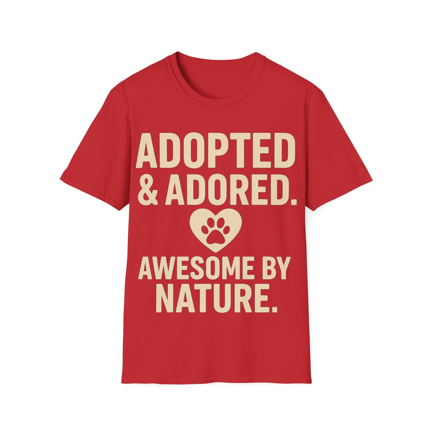 Adopted and Adored Awesome By Nature T-Shirt | Rescue Dog Shirt | Pet Adoption Gift | Dog Lover Vintage Style Tee | Olive Green Unisex, Adult Unisex T-Shirt