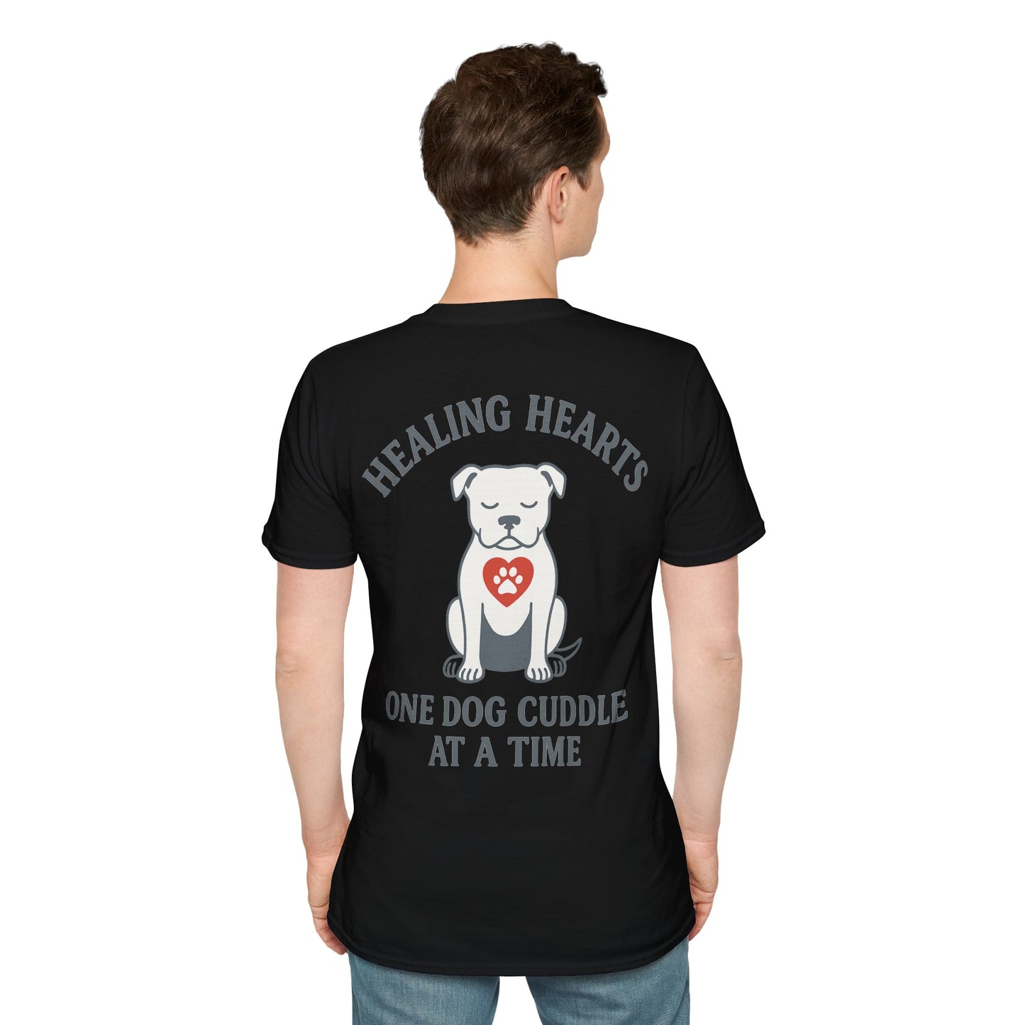 Healing Hearts Dog Shirt – Pitbull Rescue Tee – Pack Member Design, Adult Unisex T-Shirt