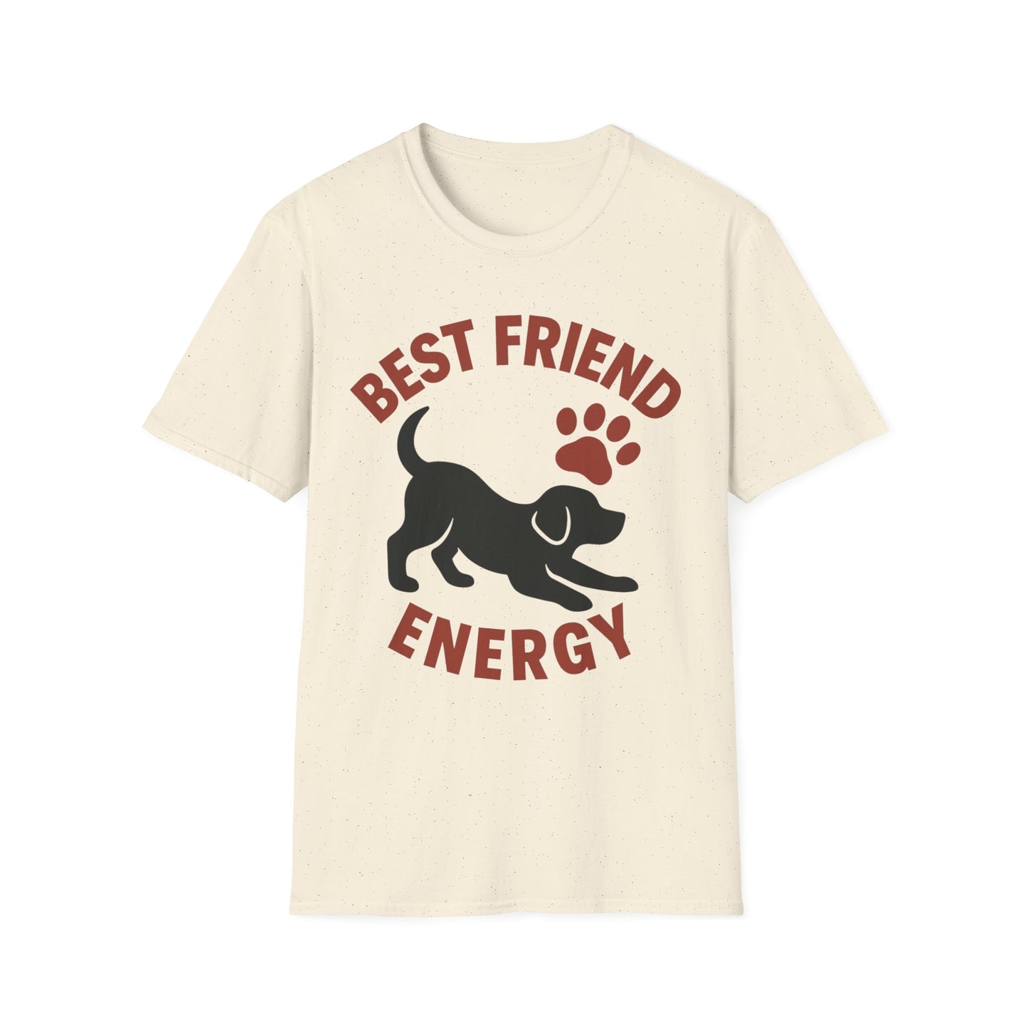 Best Friend Energy Dog T-Shirt | Playful Pup Graphic Tee | Adopted & Adored Apparel, Adult Unisex T-Shirt