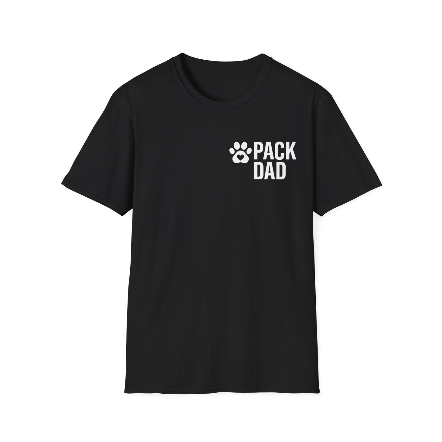 Pack Dad T-Shirt – Dog Dad Rescue Tee with Back & Chest Print – Matching Family Dog T-Shirt – Adopted and Adored Apparel, Adult Unisex T-Shirt