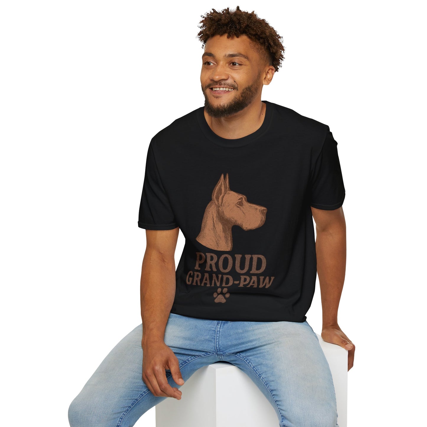 Proud Grand-Paw Great Dane Vintage T-Shirt – Rustic Dog Grandpa Tee for Great Dane Lovers, Adult Unisex T-Shirt