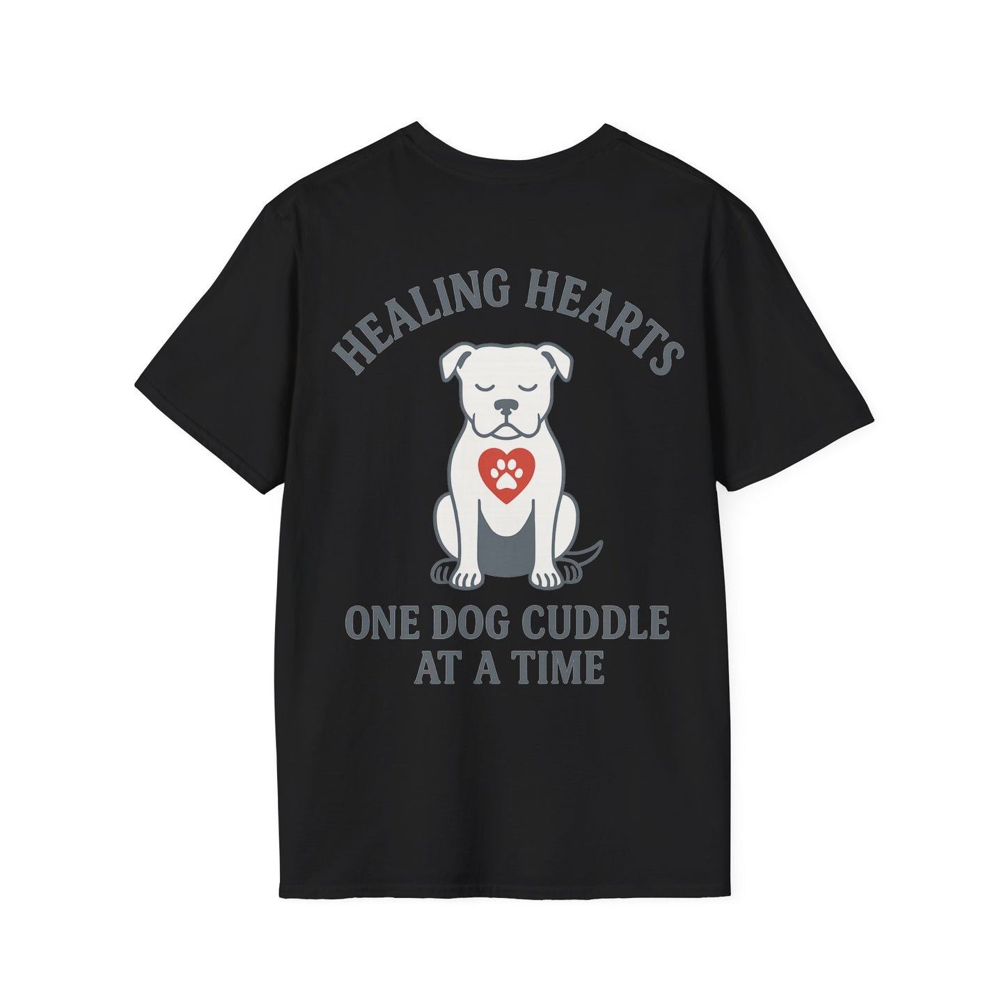 Healing Hearts Dog Shirt – Pitbull Rescue Tee – Pack Member Design, Adult Unisex T-Shirt