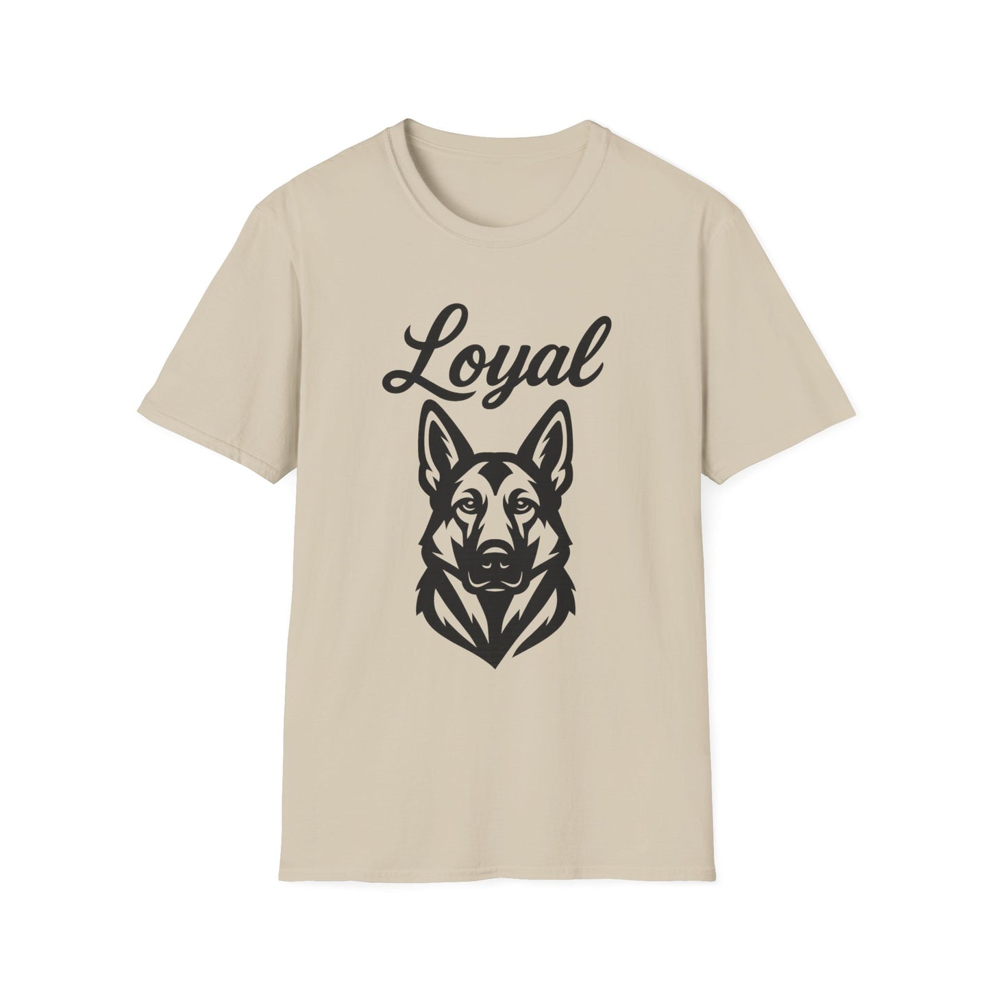 Loyal German Shepherd T-Shirt – Bold Black Line Art Dog Design for GSD Lovers, Rescue-Friendly Apparel, Adult Unisex T-Shirt