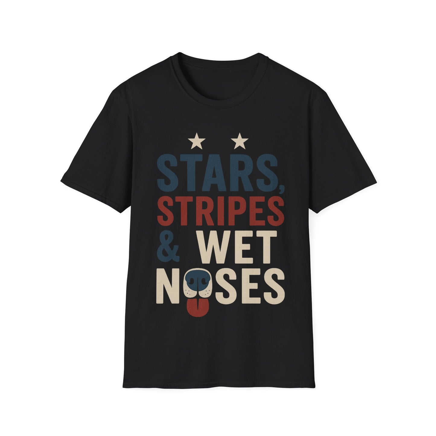 Stars Stripes and Wet Noses Patriotic Dog Shirt | Red White and Blue Rescue Tee | American Flag Dog Lover Shirt | Animal Adoption 4th of July T-Shirt | Multiple Design Options | Gildan 64000 Soft Cotton Unisex T-Shirt, Adult Unisex T-Shirt