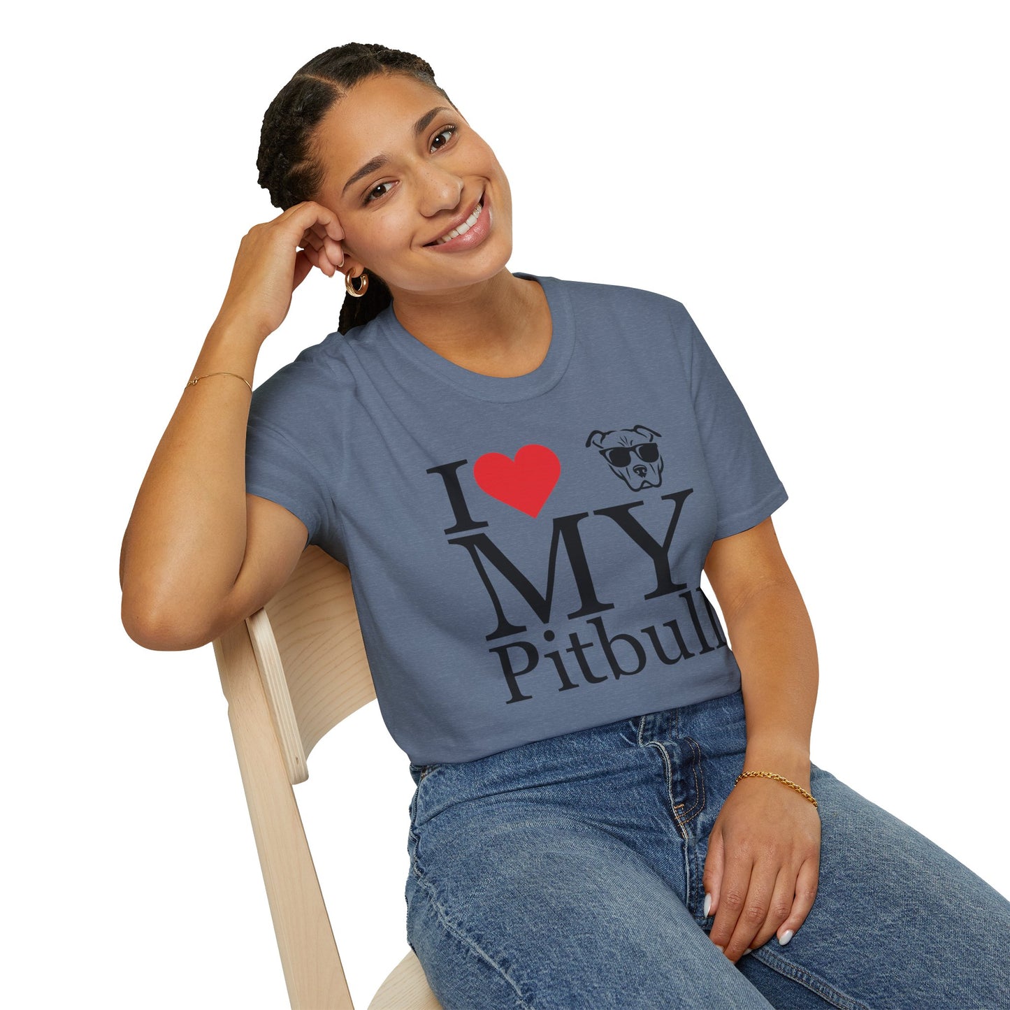 I Love My Pitbull T-Shirt – Cute Rescue Dog Lover Tee with Heart and Pitbull Face Graphic – Unisex Pet Adoption Gift for Proud Pit Bull Owners, Adult Unisex T-Shirt