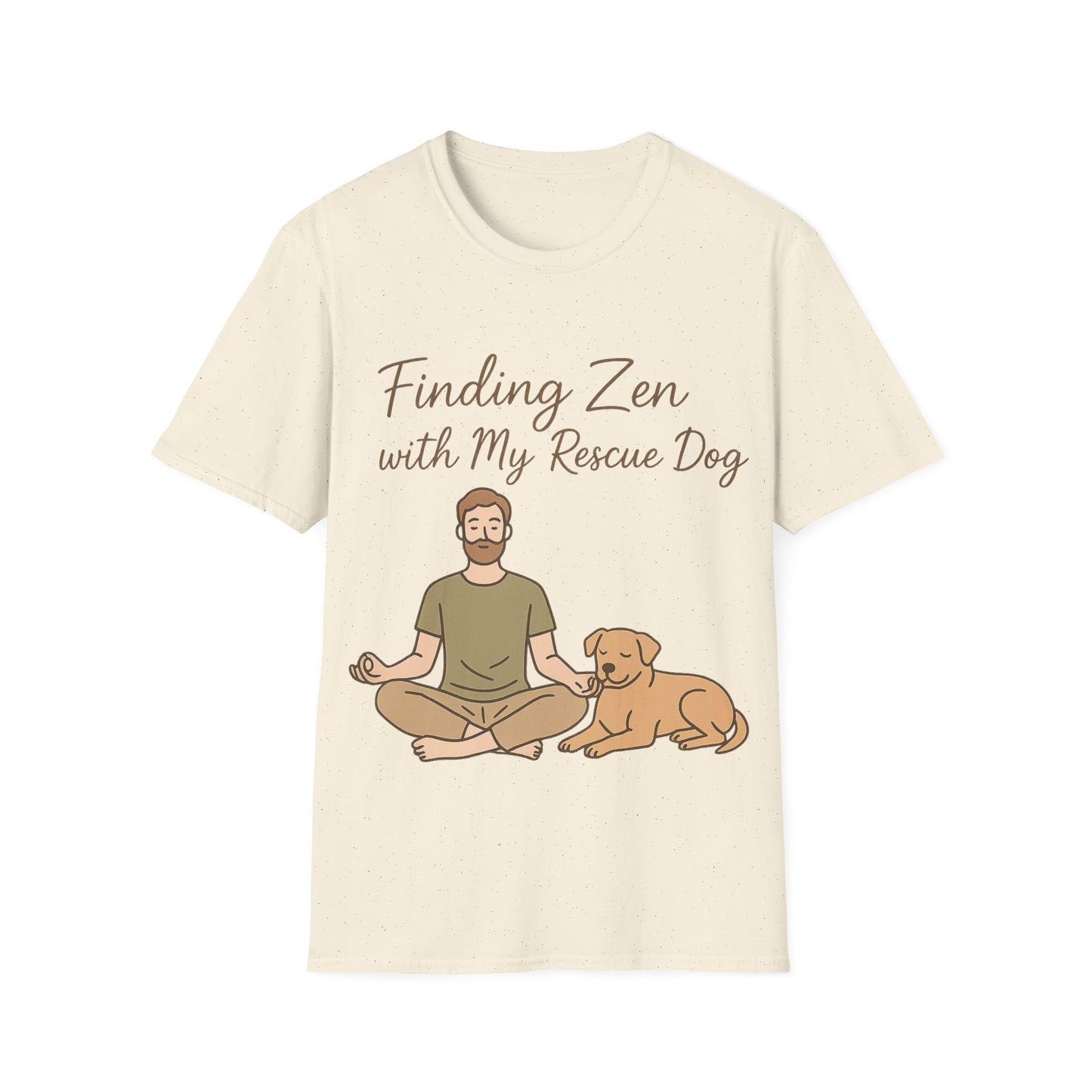 Finding Zen with My Rescue Dog – Rescue Dog Mental Health Shirt for Men | Earth Tone Calm Tee | Pet Lover Gift, Adult Unisex T-Shirt