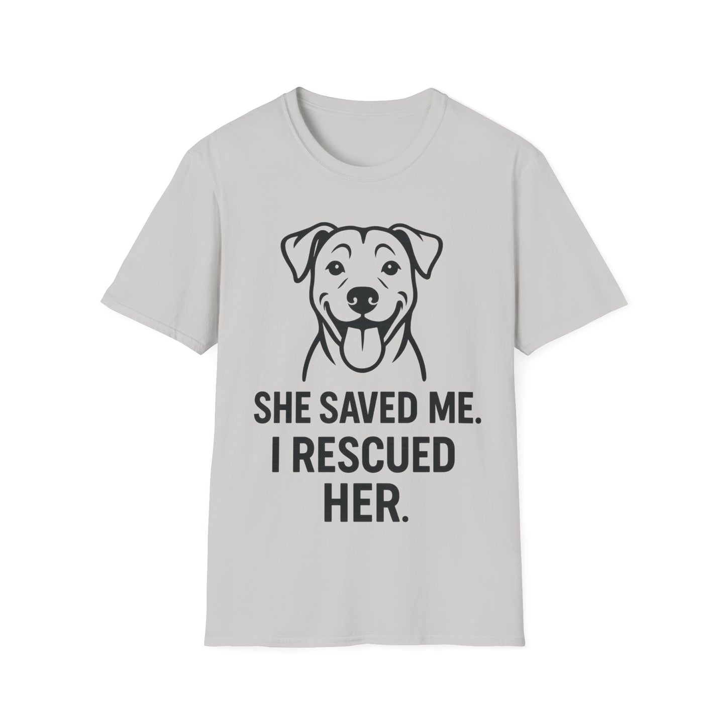 I Rescued Her, She Saved Me Shirt – Dog Rescue T-Shirt, Pet Adoption Gift, Animal Lover Tee, Unisex Fit, Adult Unisex T-Shirt