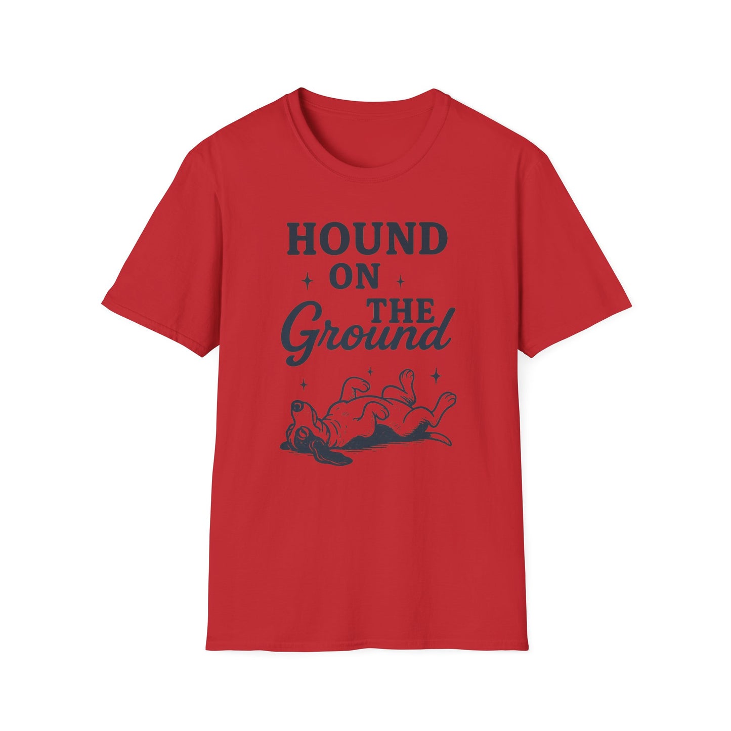 Hound on the Ground Funny Dog T-Shirt – Vintage Basset Hound Shirt for Dog Lovers, Rescue Pet Apparel, Gift for Animal Owners, Adult Unisex T-Shirt