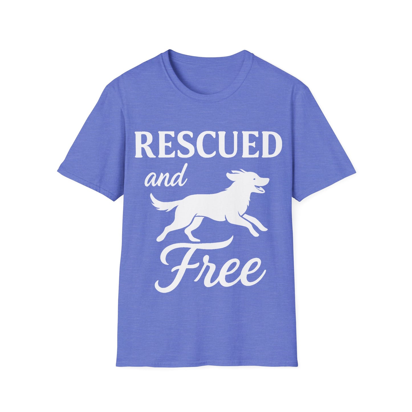 Rescued and Free Shirt – Dog Rescue Tee with Running Silhouette – Adopt Don’t Shop T-Shirt – Multiple Color Options – Adopted and Adored Apparel, Adult Unisex T-Shirt