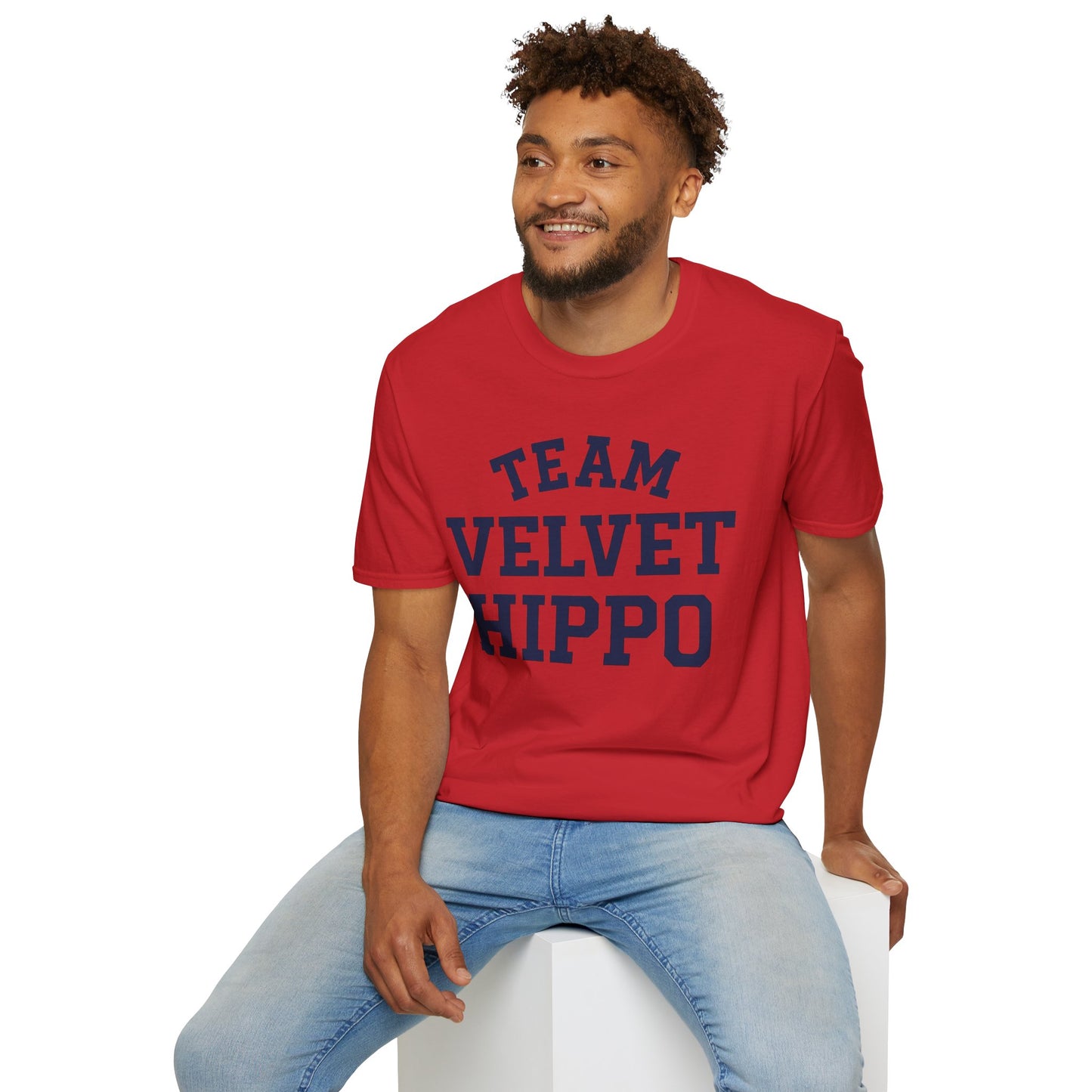 Team Velvet Hippo T-Shirt | Funny Pit Bull Tee for Pibble & Bully Breed Lovers | Rescue Dog Apparel, Adult Unisex T-Shirt
