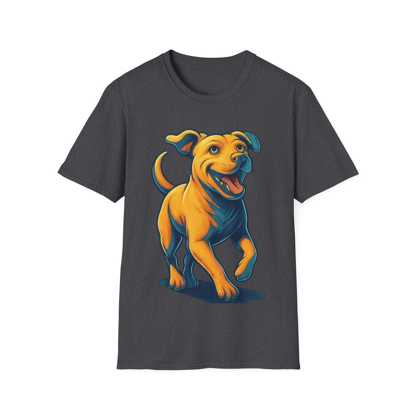 3D Pop Art Dog Shirt | Bold Jumping Dog Graphic Tee for Rescue Lovers & Pet Fans | Vibrant One-Sided Design, Adult Unisex T-Shirt