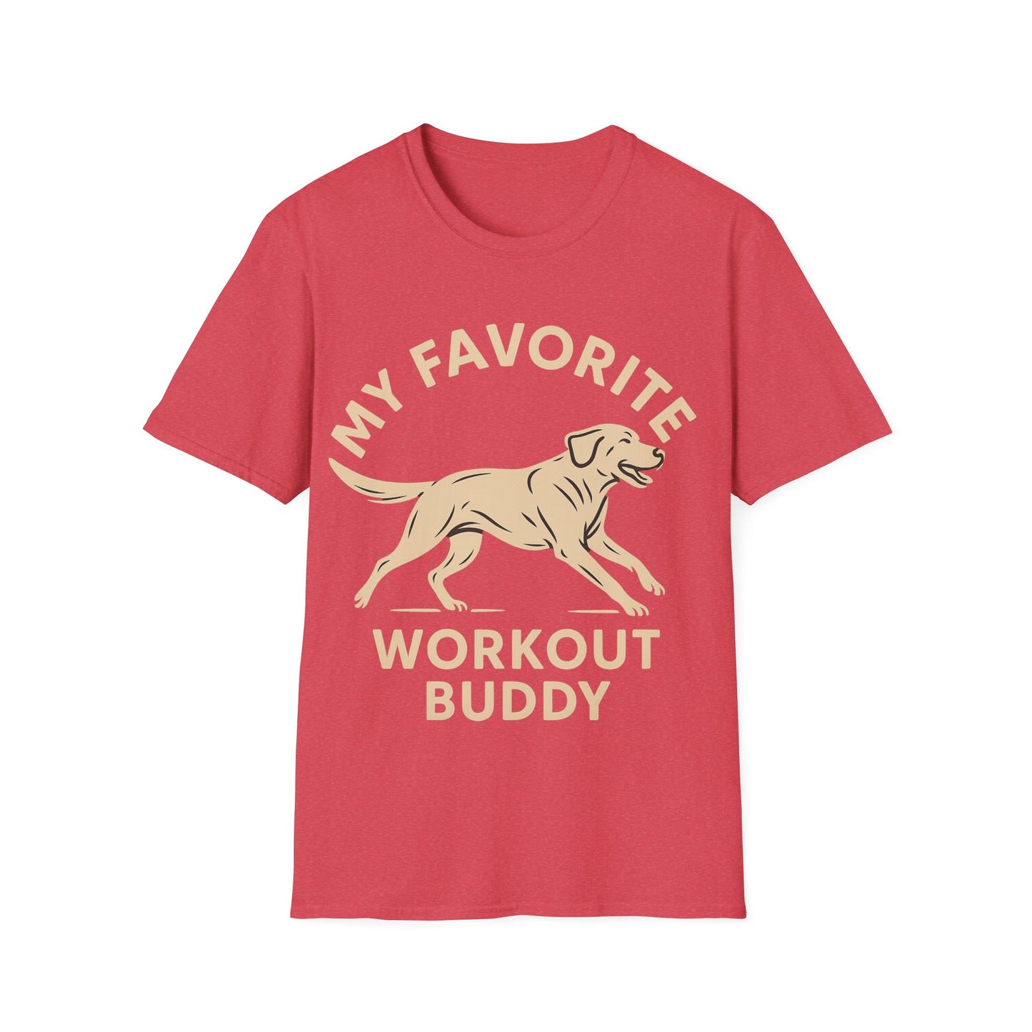 My Favorite Workout Buddy T-Shirt – Athletic Labrador Dog Graphic Tee – Dog Lover Fitness Shirt – Rescue Dog Gift – Workout With My Dog Tee – Adopted and Adored Apparel, Adult Unisex T-Shirt