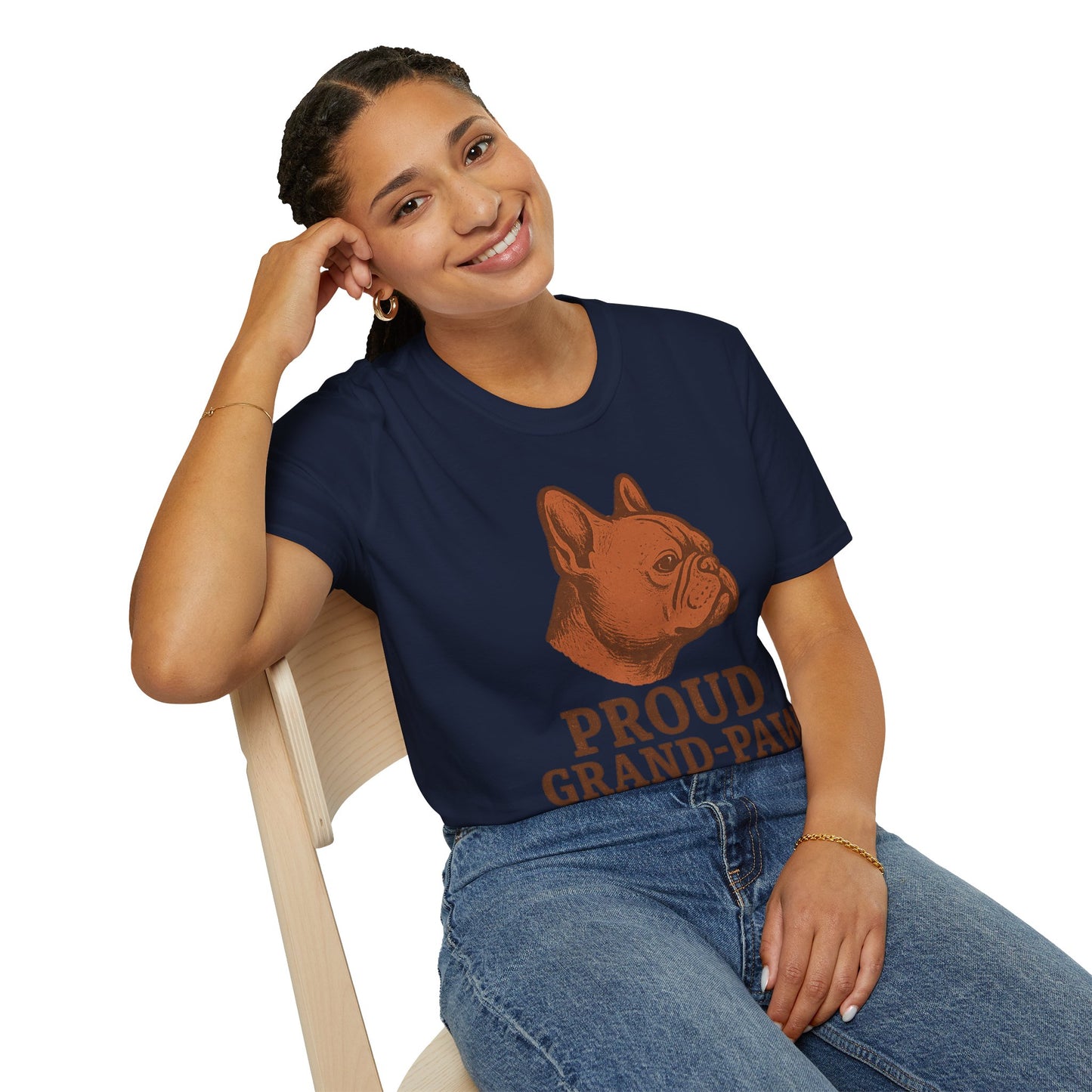 Proud Grand-Paw French Bulldog T-Shirt – Funny Frenchie Grandpa Tee for Dog Lovers, Vintage Bulldog Softstyle Shirt, Pet Grandparent Gift for Men, Rustic Dog Breed Graphic T-Shirt, Adult Unisex T-Shirt