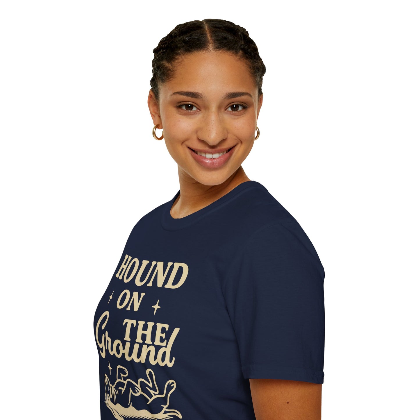 Funny Basset Hound Dog Shirt – Hound on the Ground Tee – Vintage Rescue Dog Graphic – Unisex Gildan 64000 T-Shirt for Pet Lovers, Adult Unisex T-Shirt