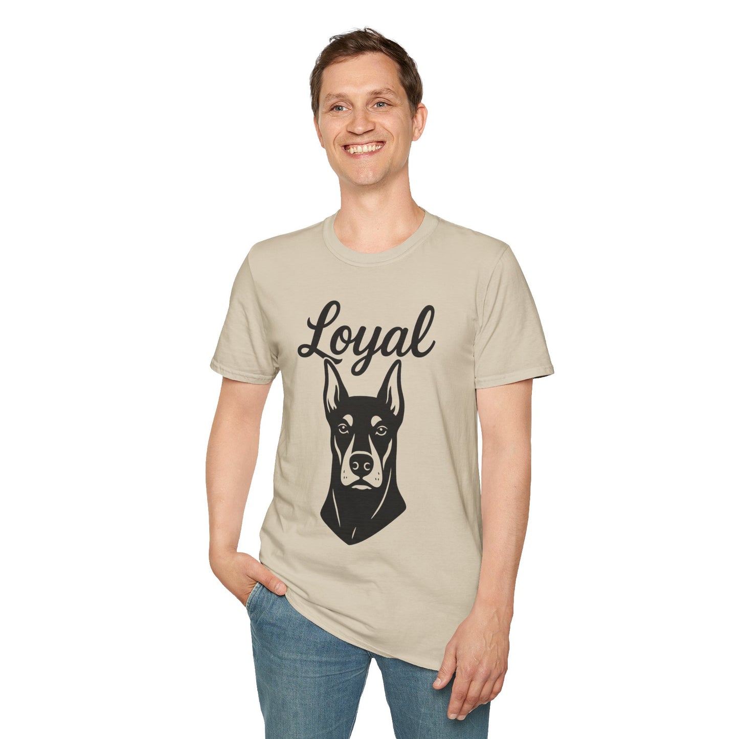 Loyal Doberman Pinscher T-Shirt – Fierce & Faithful Dog Lover Graphic Tee | Adopted and Adored Apparel, Adult Unisex T-Shirt