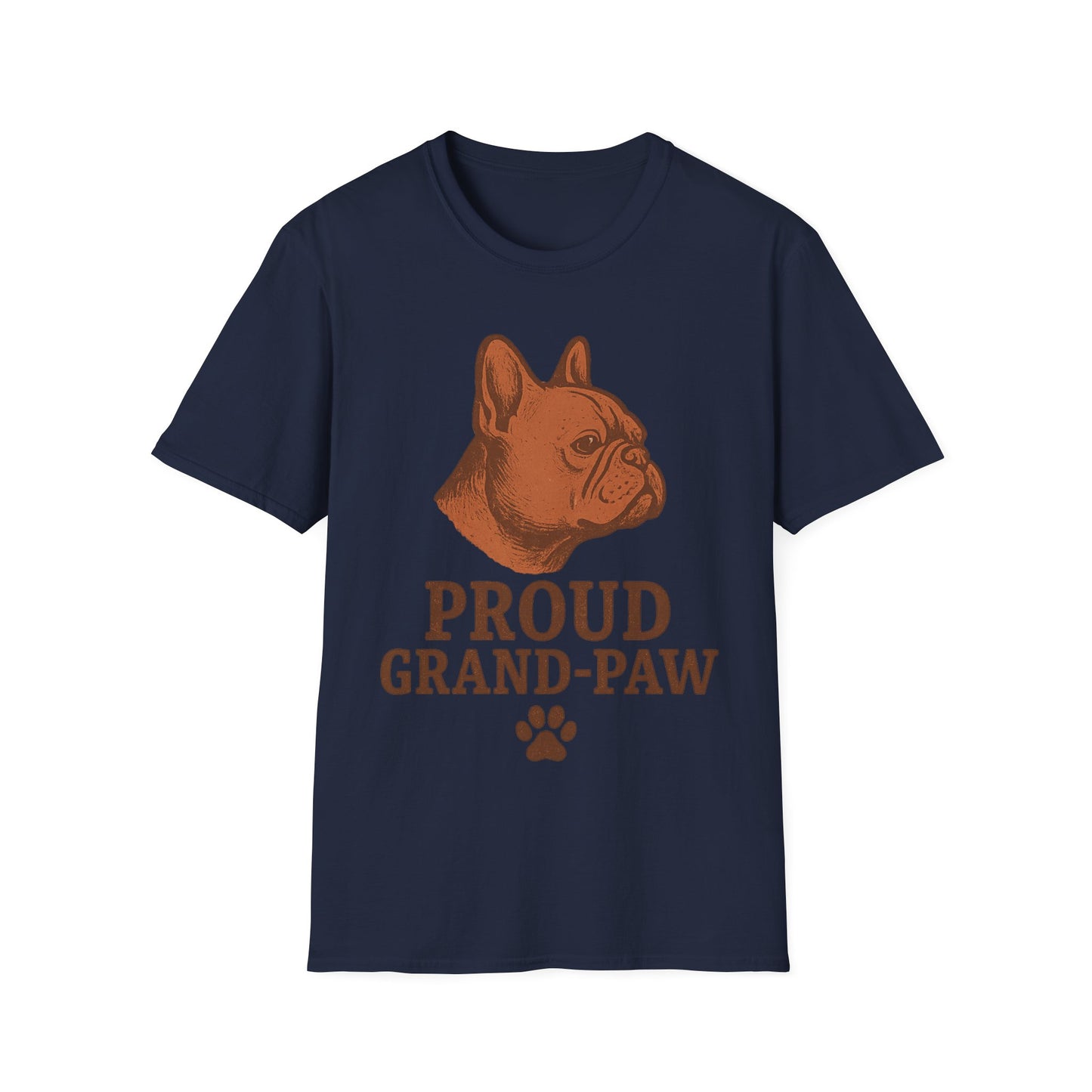 Proud Grand-Paw French Bulldog T-Shirt – Funny Frenchie Grandpa Tee for Dog Lovers, Vintage Bulldog Softstyle Shirt, Pet Grandparent Gift for Men, Rustic Dog Breed Graphic T-Shirt, Adult Unisex T-Shirt