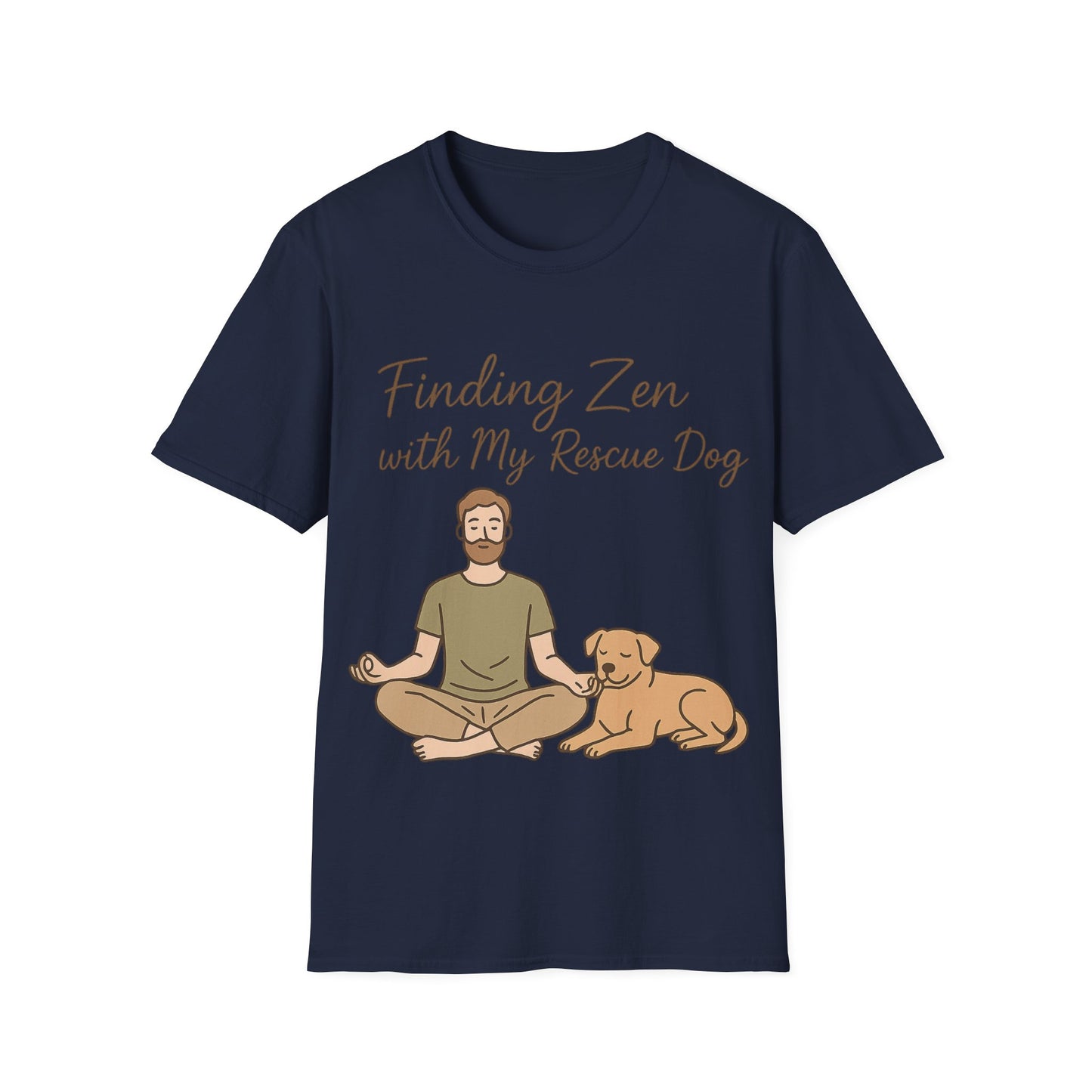 Finding Zen with My Rescue Dog – Rescue Dog Mental Health Shirt for Men | Earth Tone Calm Tee | Pet Lover Gift, Adult Unisex T-Shirt