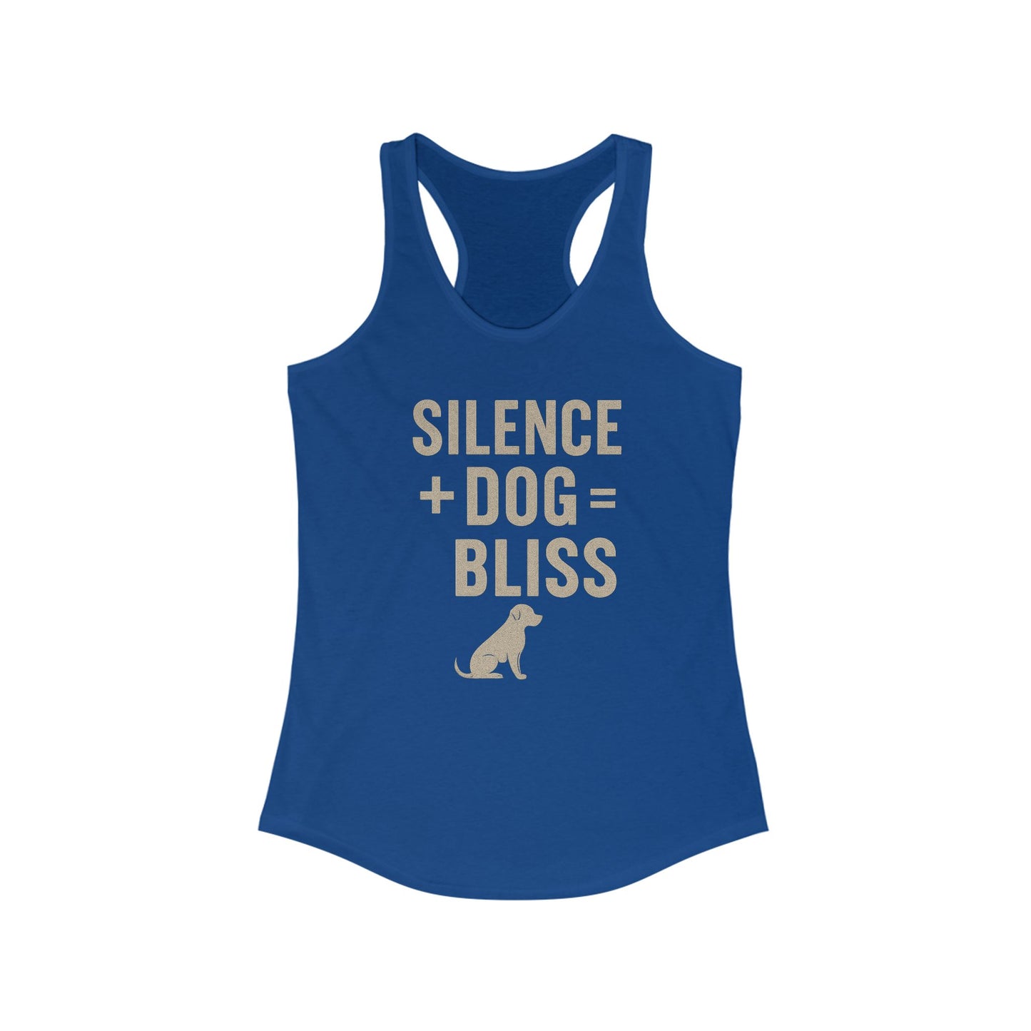 Silence + Dog = Bliss Racerback Tank, Pet Owner Tank Top, Dog Mom Gift, Quiet Day Apparel, Summer Workout Shirt, Animal Lover Top, Adult Unisex T-Shirt