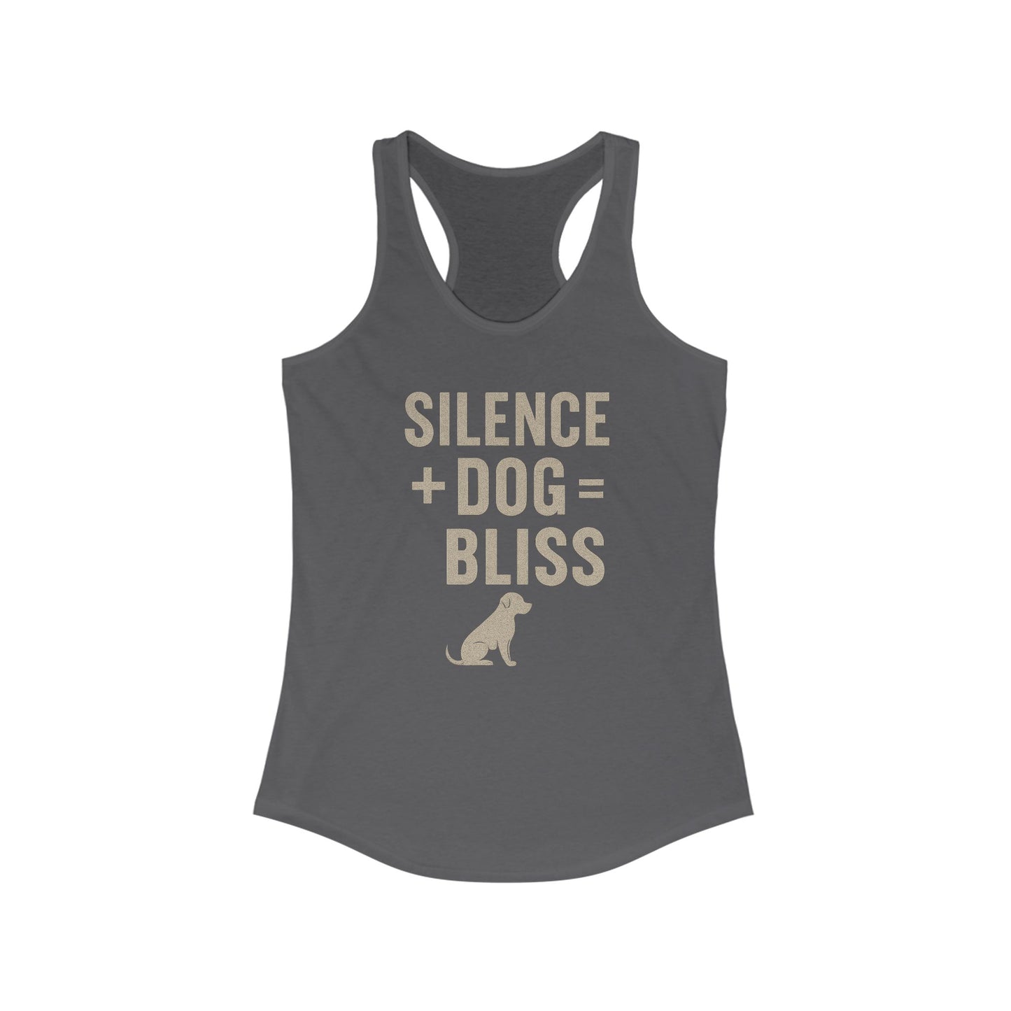 Silence + Dog = Bliss Racerback Tank, Pet Owner Tank Top, Dog Mom Gift, Quiet Day Apparel, Summer Workout Shirt, Animal Lover Top, Adult Unisex T-Shirt