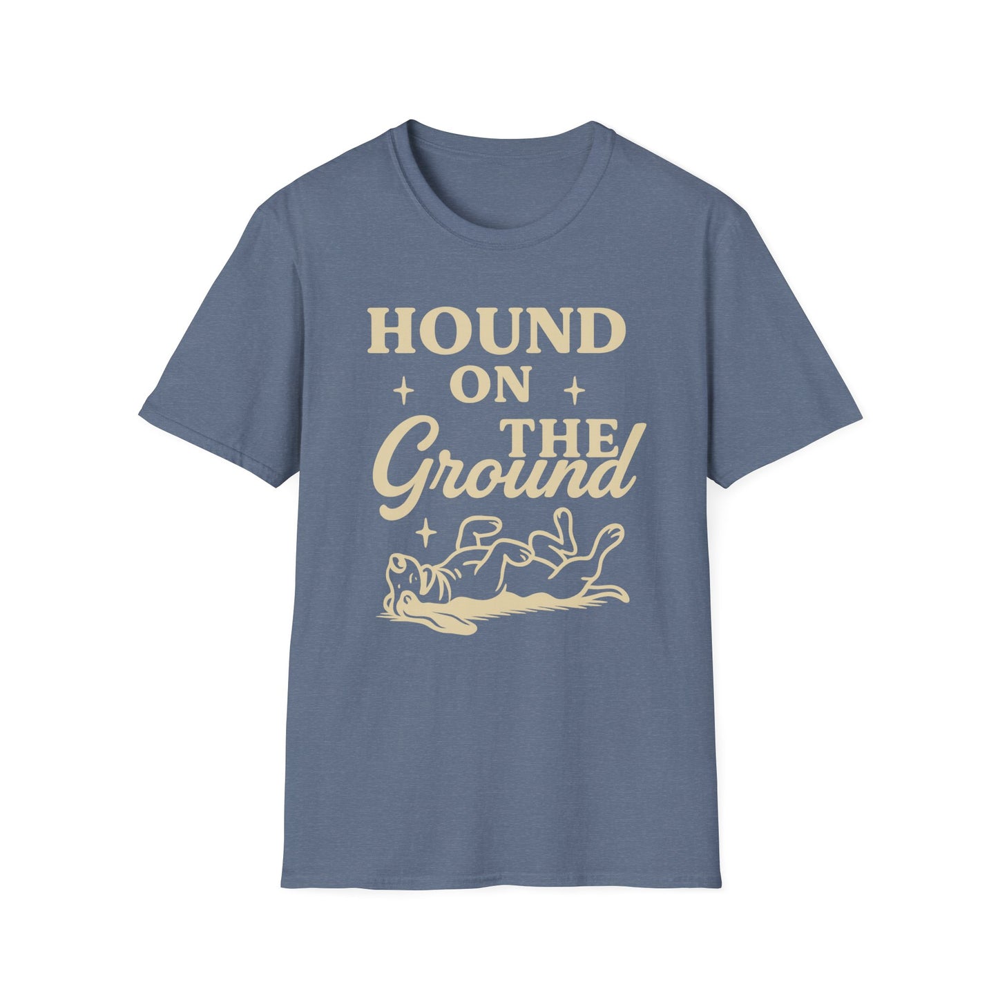 Funny Basset Hound Dog Shirt – Hound on the Ground Tee – Vintage Rescue Dog Graphic – Unisex Gildan 64000 T-Shirt for Pet Lovers, Adult Unisex T-Shirt