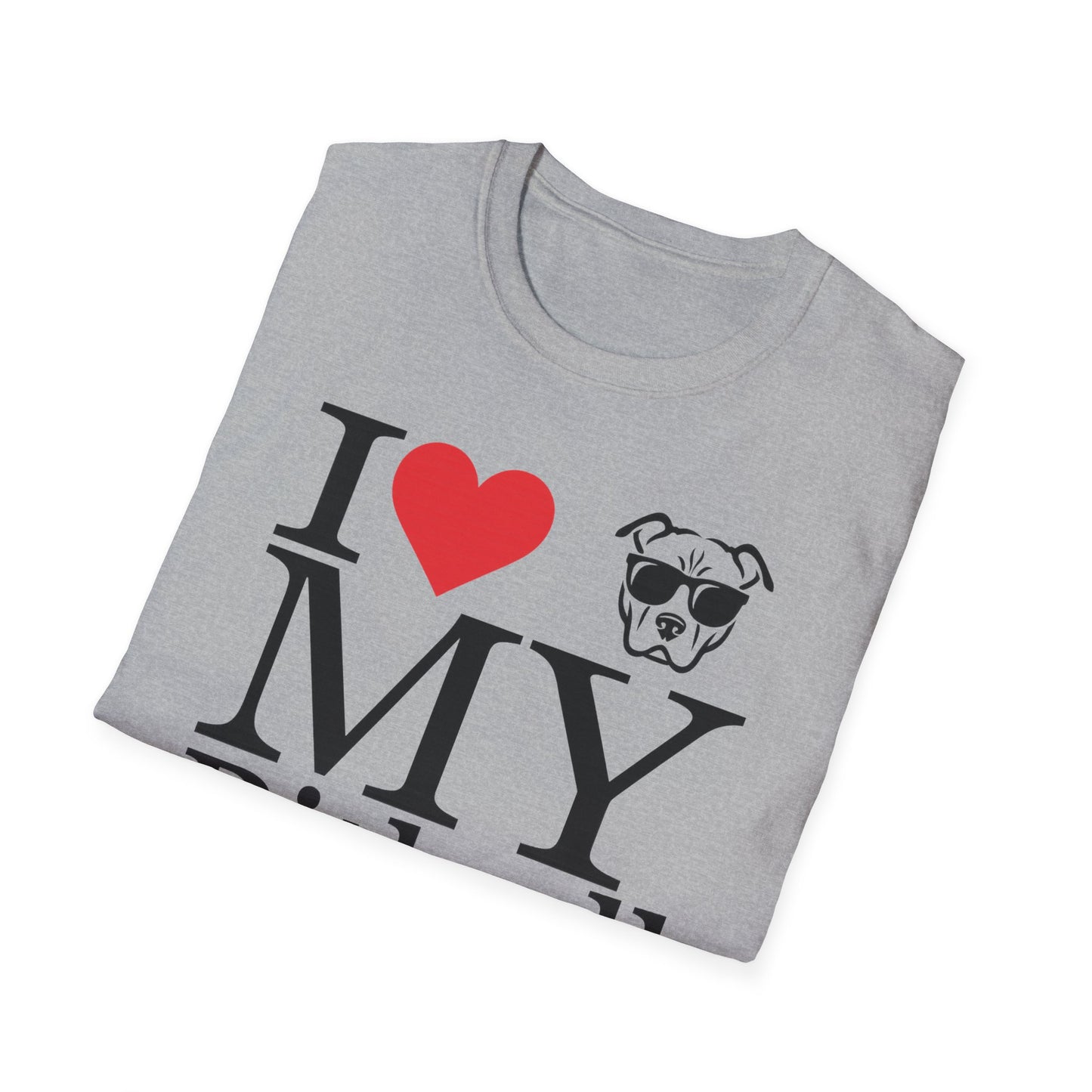 I Love My Pitbull T-Shirt – Cute Rescue Dog Lover Tee with Heart and Pitbull Face Graphic – Unisex Pet Adoption Gift for Proud Pit Bull Owners, Adult Unisex T-Shirt