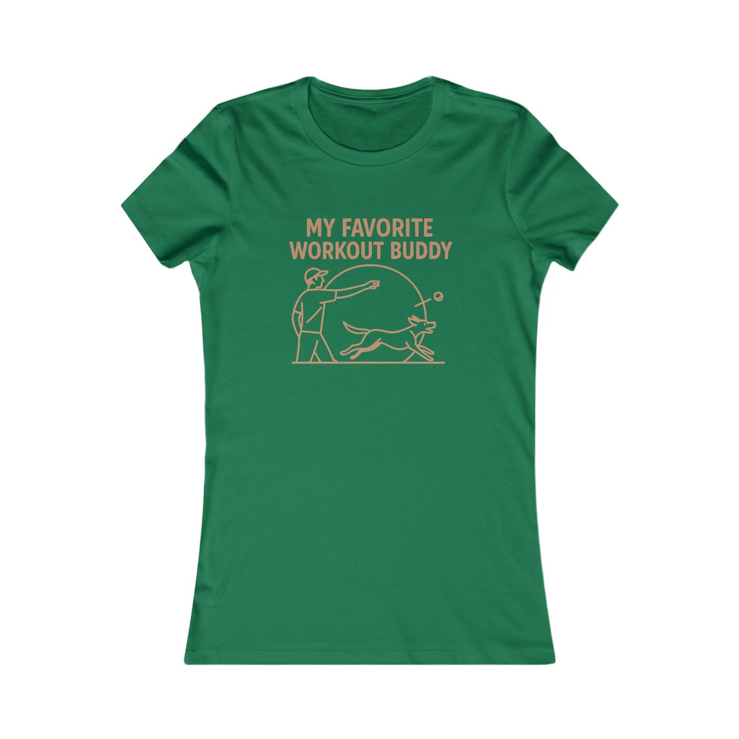 My Favorite Workout Buddy Dog T-Shirt for Women – Funny Dog Mom Gift Tee – Active Dog Owner Fetch Design – Bella + Canvas Feminine Fit T-Shirt, Adult Unisex T-Shirt