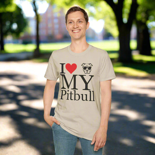 I Love My Pitbull T-Shirt – Cute Rescue Dog Lover Tee with Heart and Pitbull Face Graphic – Unisex Pet Adoption Gift for Proud Pit Bull Owners, Adult Unisex T-Shirt