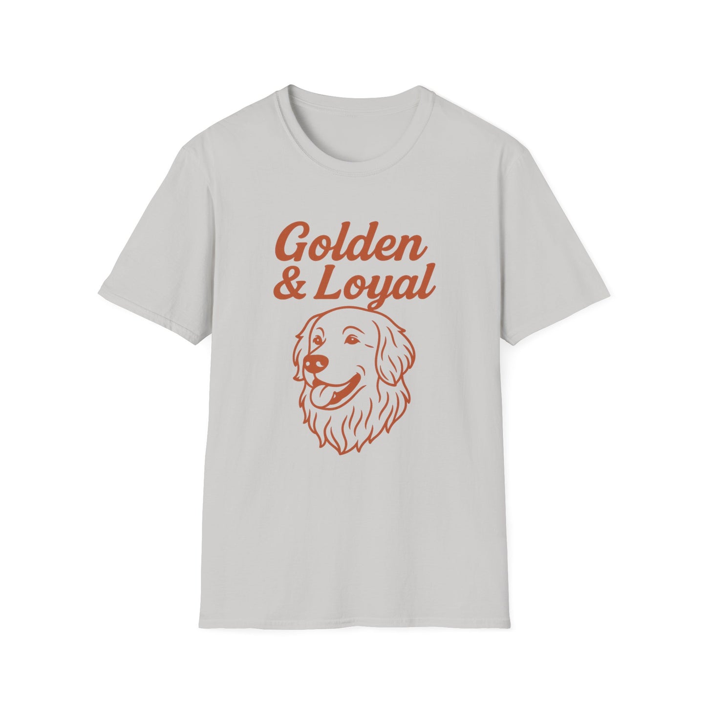 Golden Retriever Lover T-Shirt – Golden & Loyal Line Art Dog Design – Bold Burnt Orange Pet Owner Graphic Tee – Rescue & Adopt Dog Gift Idea, Adult Unisex T-Shirt