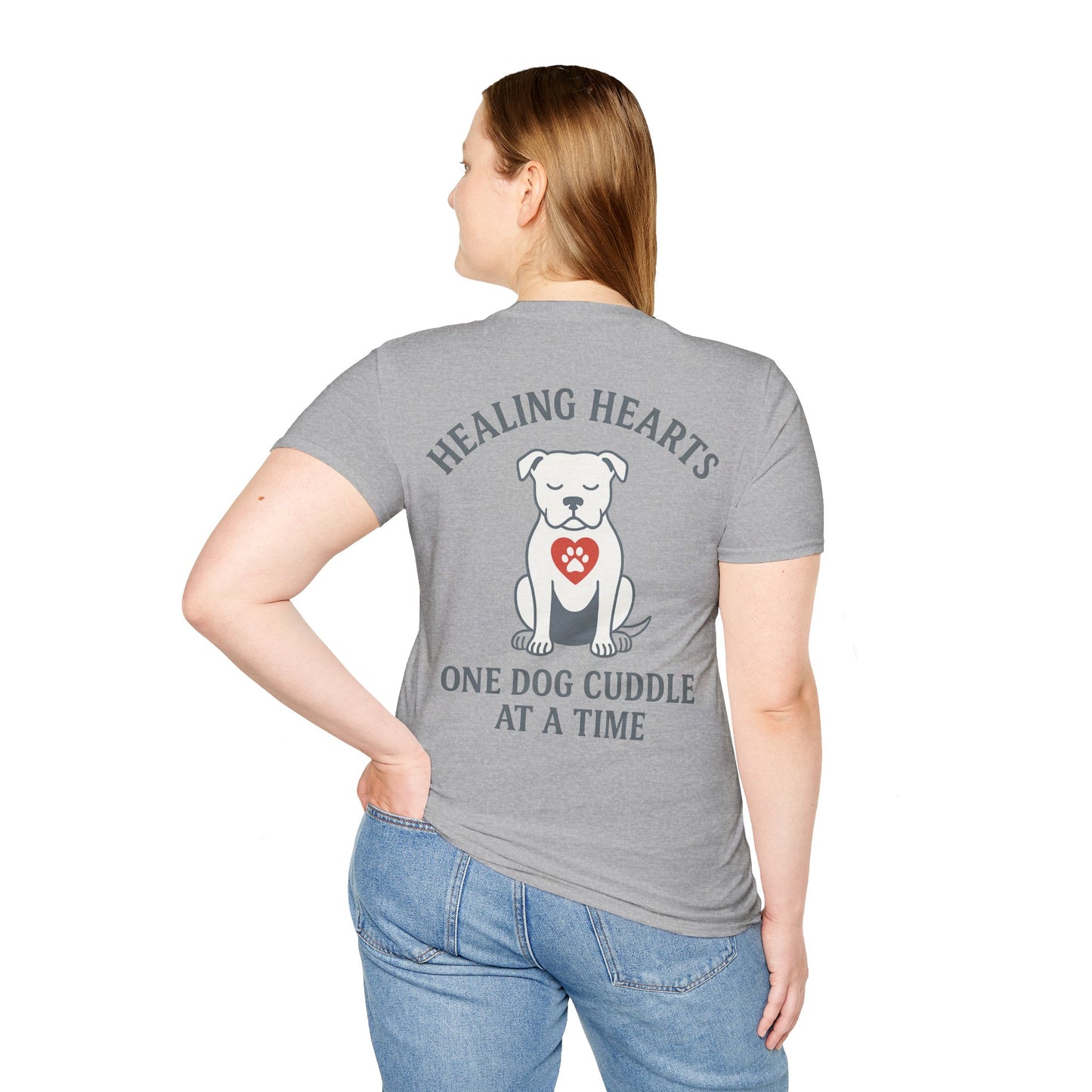 Healing Hearts Dog Shirt – Pitbull Rescue Tee – Pack Member Design, Adult Unisex T-Shirt