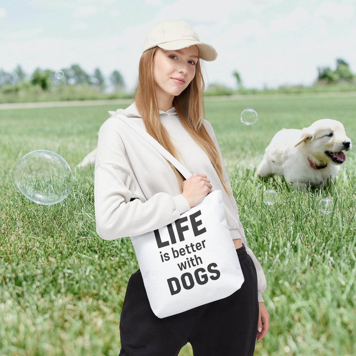"Life is Better with Dogs" Dog Lovers Tote Bag - Stylish Canvas Bag, Pet Owner Gift, Dog Mom Tote, Eco-Friendly Reusable Bag